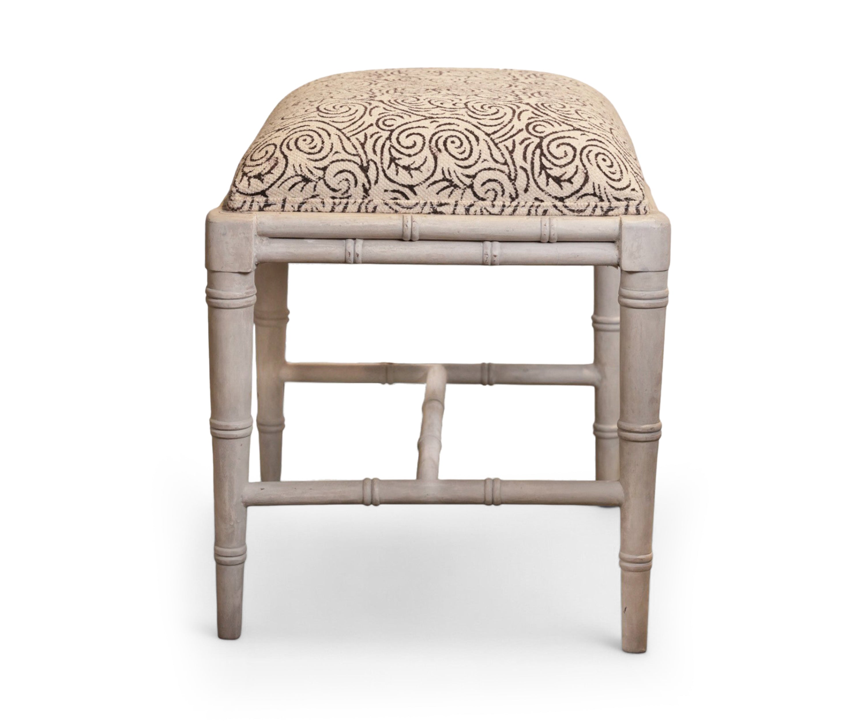 Upholstered Bamboo Stool