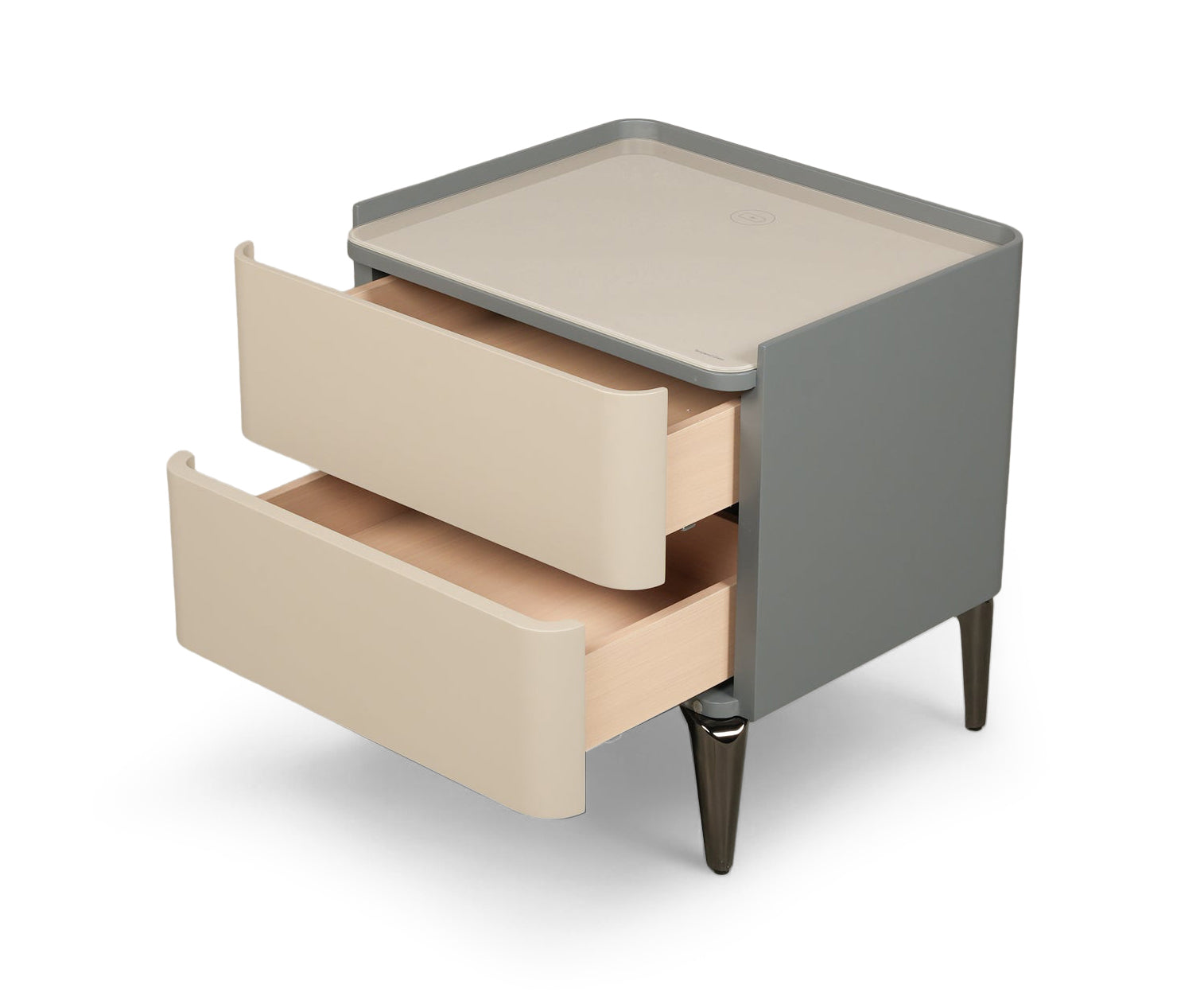 Two-Tone Modern Nightstand with Metal Legs