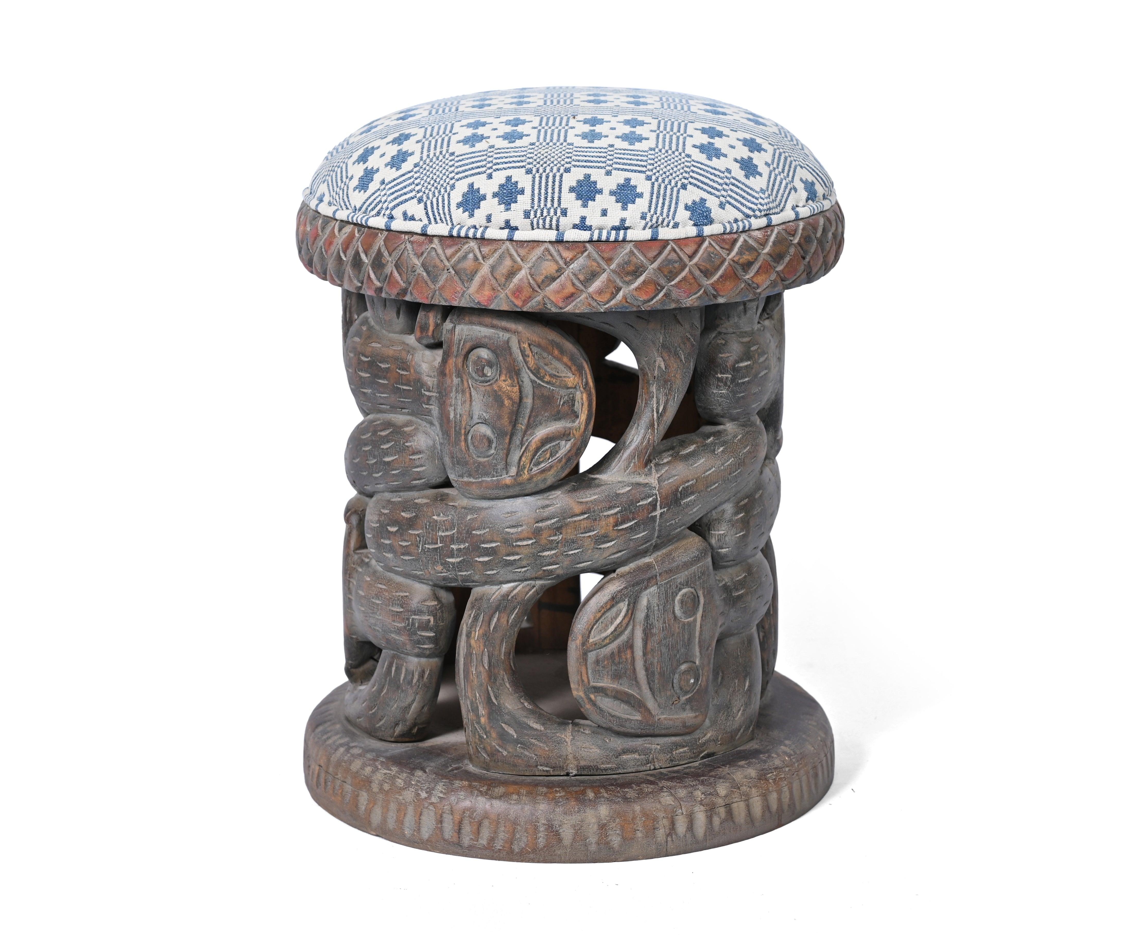 African Tribal Stool - Warm
