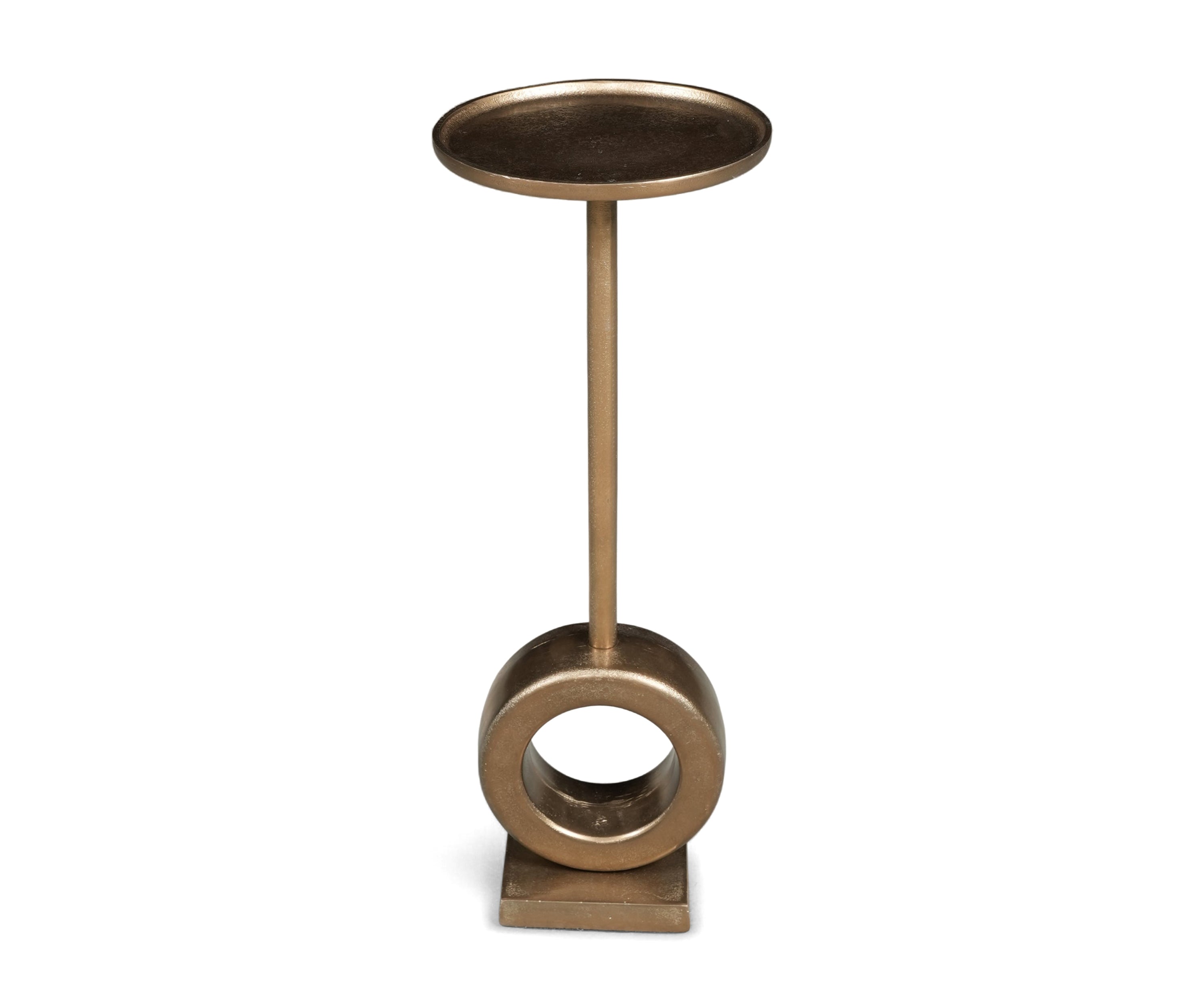 Modern Brass Pedestal Table with Open Ring Base