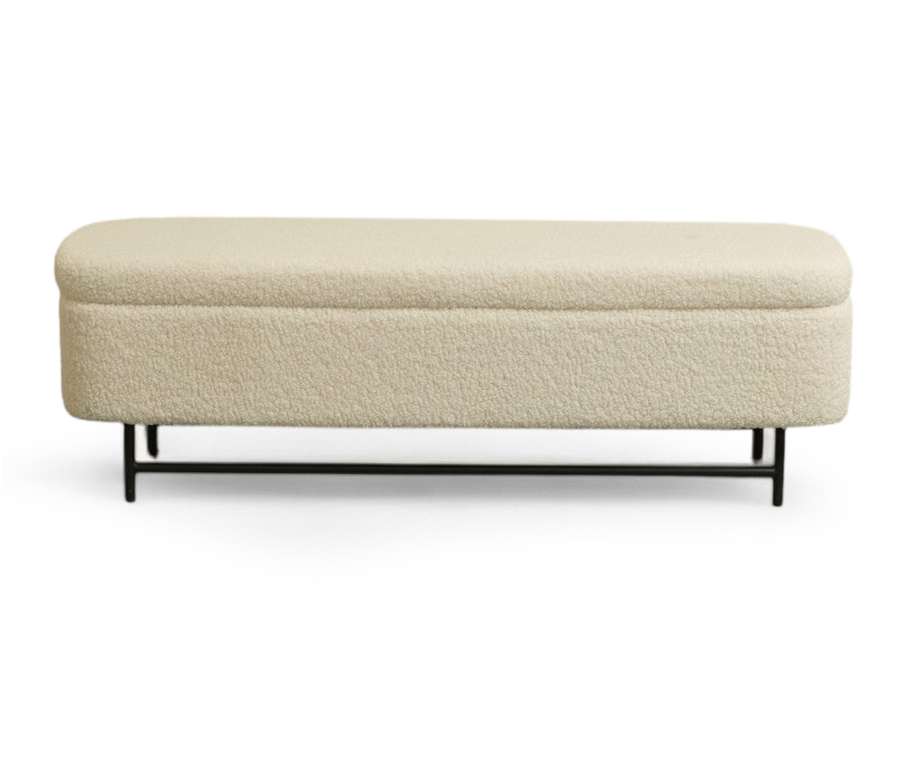 Sequoia Boucle Storage Bench with Steel Legs