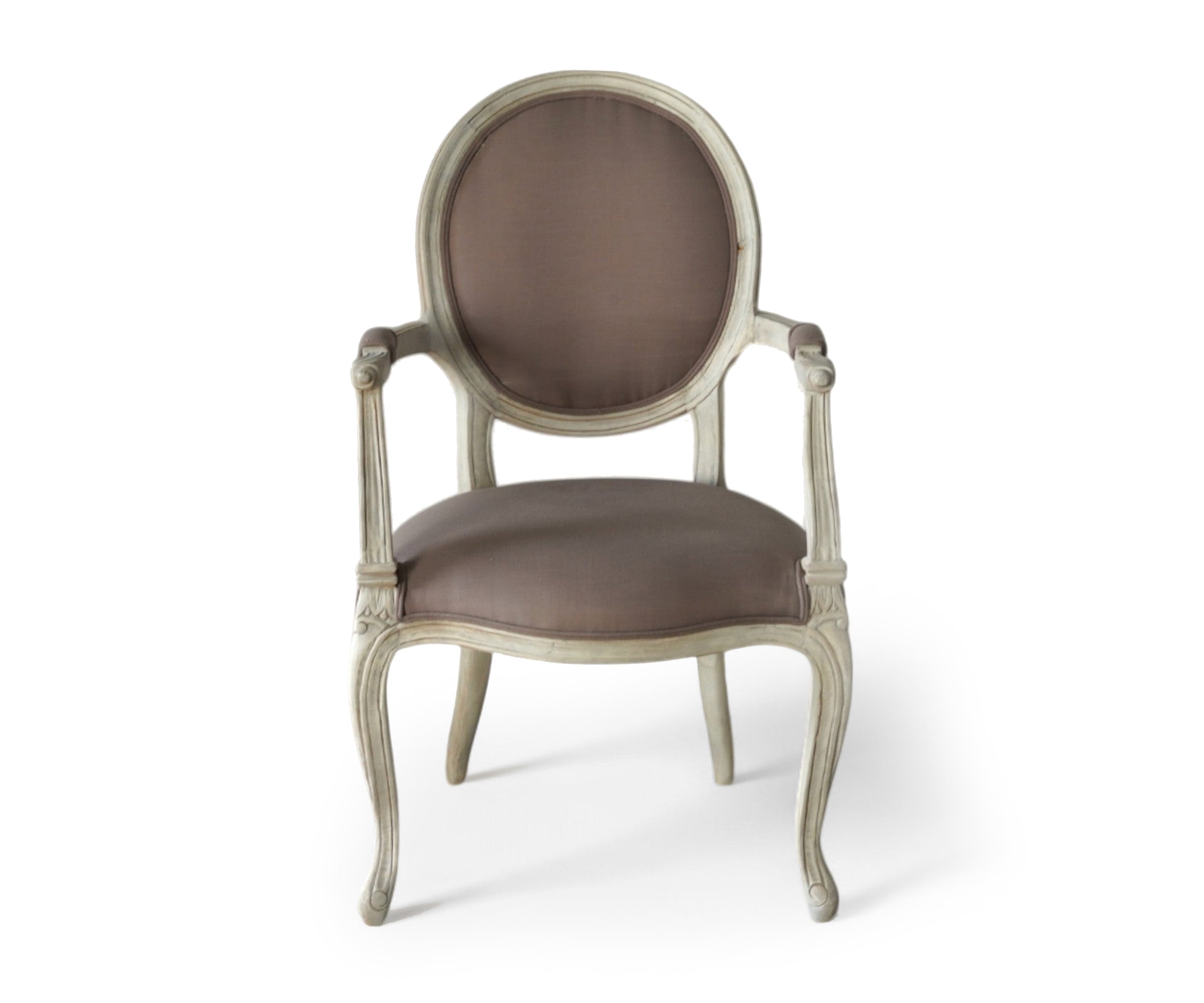 French-Style Distressed Velvet Armchair