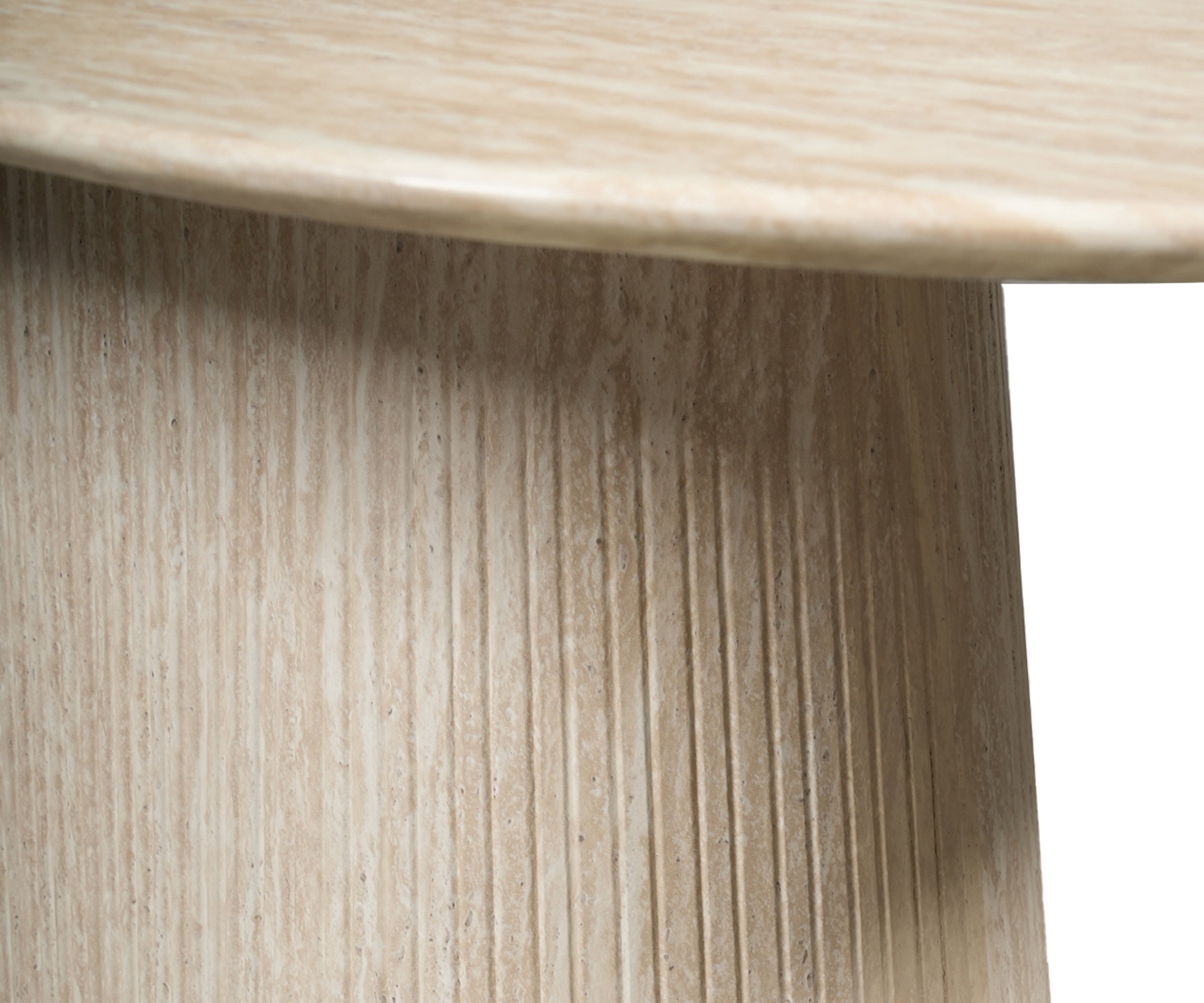 Fluted Pedestal Round Table in Natural Wood