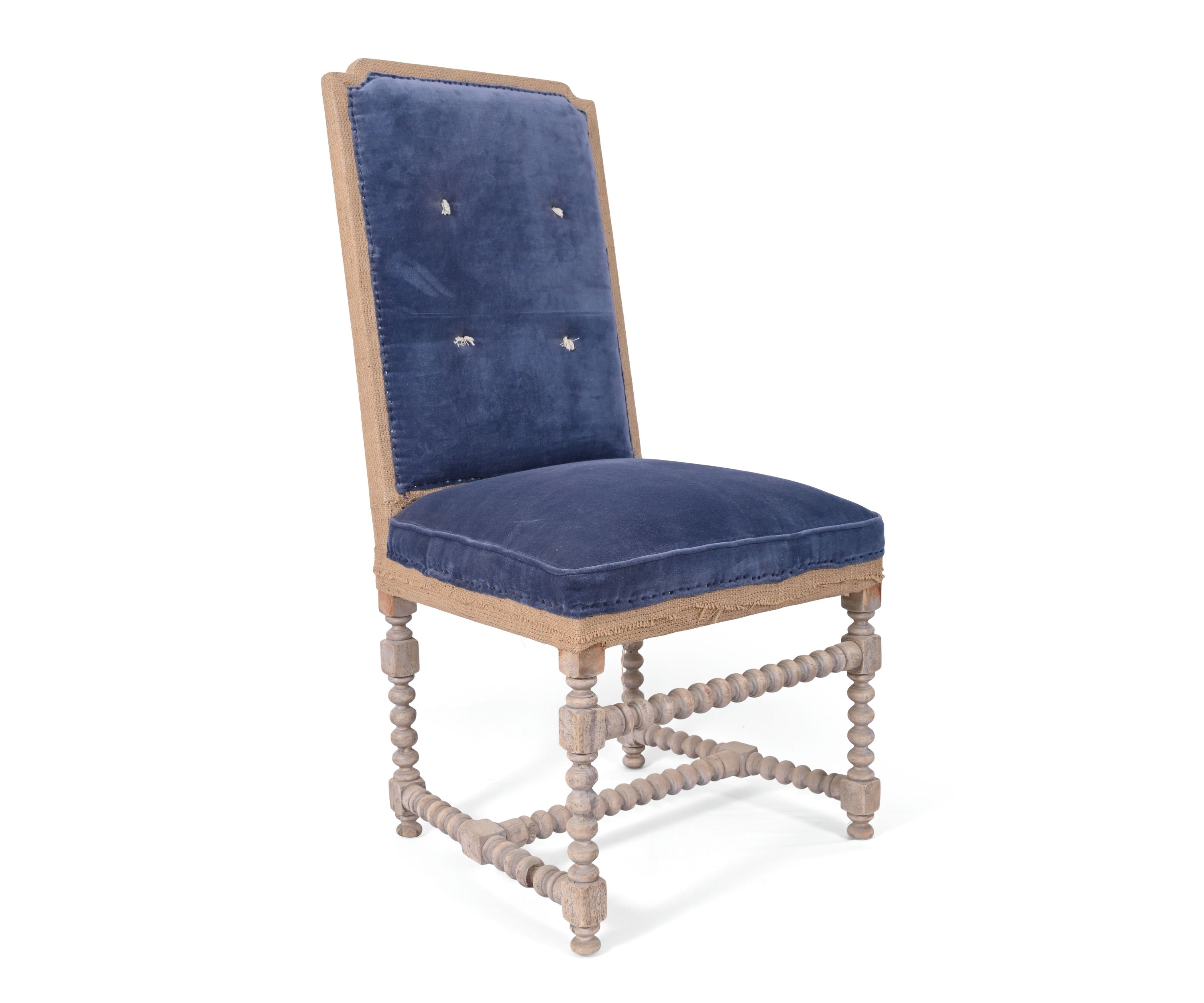 French Blue tussles Dining Chair