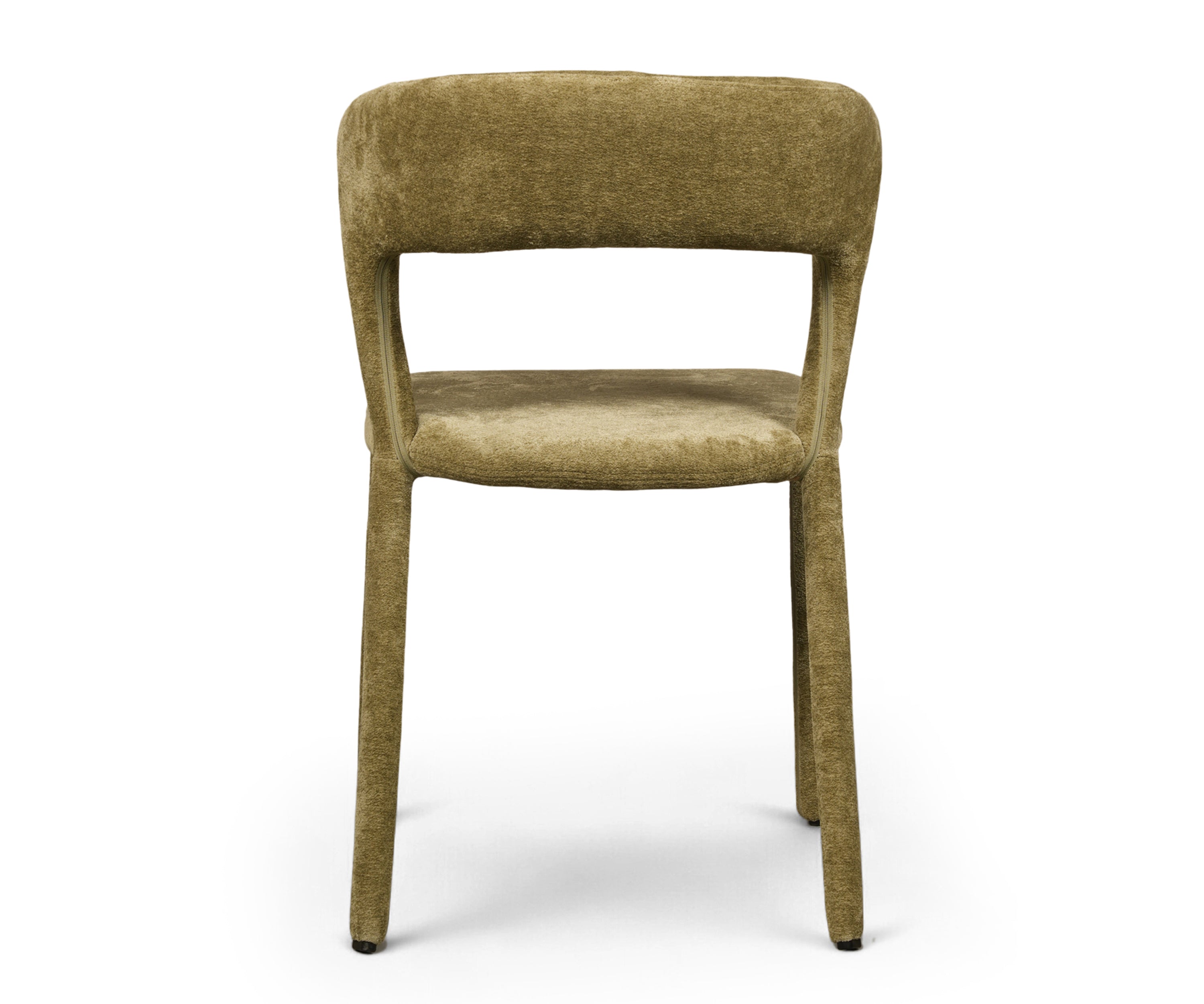 Olive Green Upholstered Dining Chair with Open Back