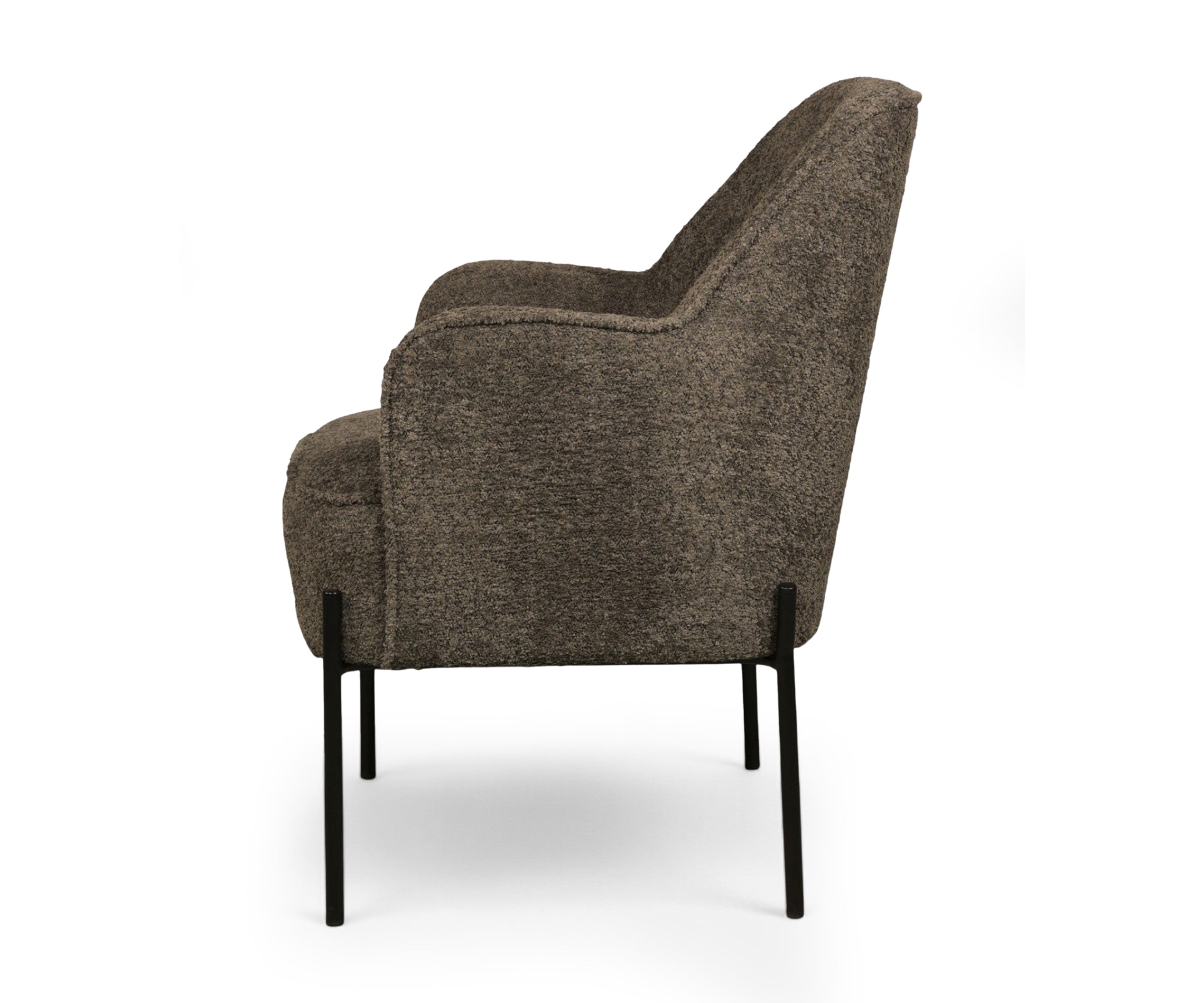 Modern Charcoal Upholstered Armchair with Metal Legs