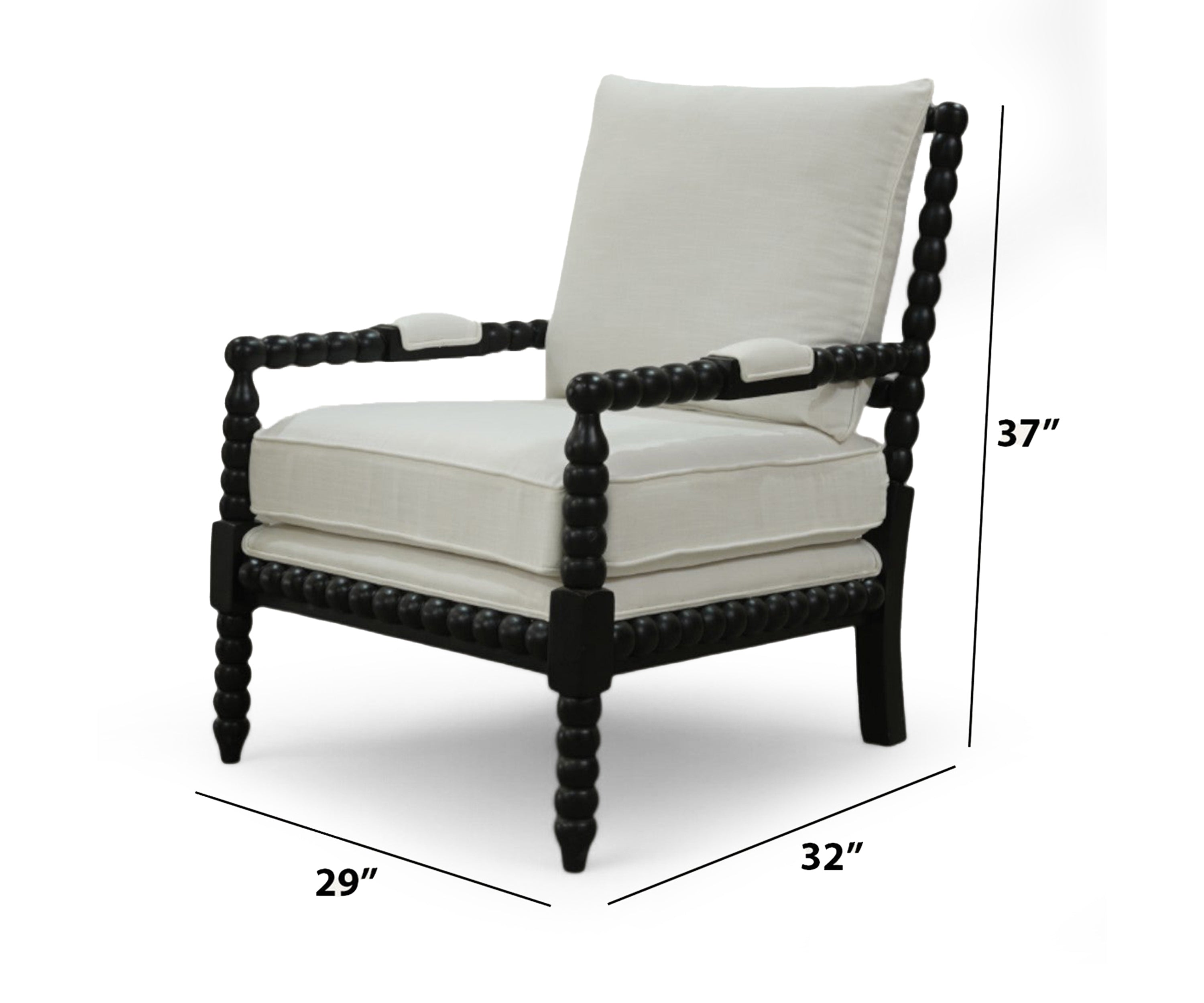 Classical Wooden Lounge Chair in Linen Upholstery