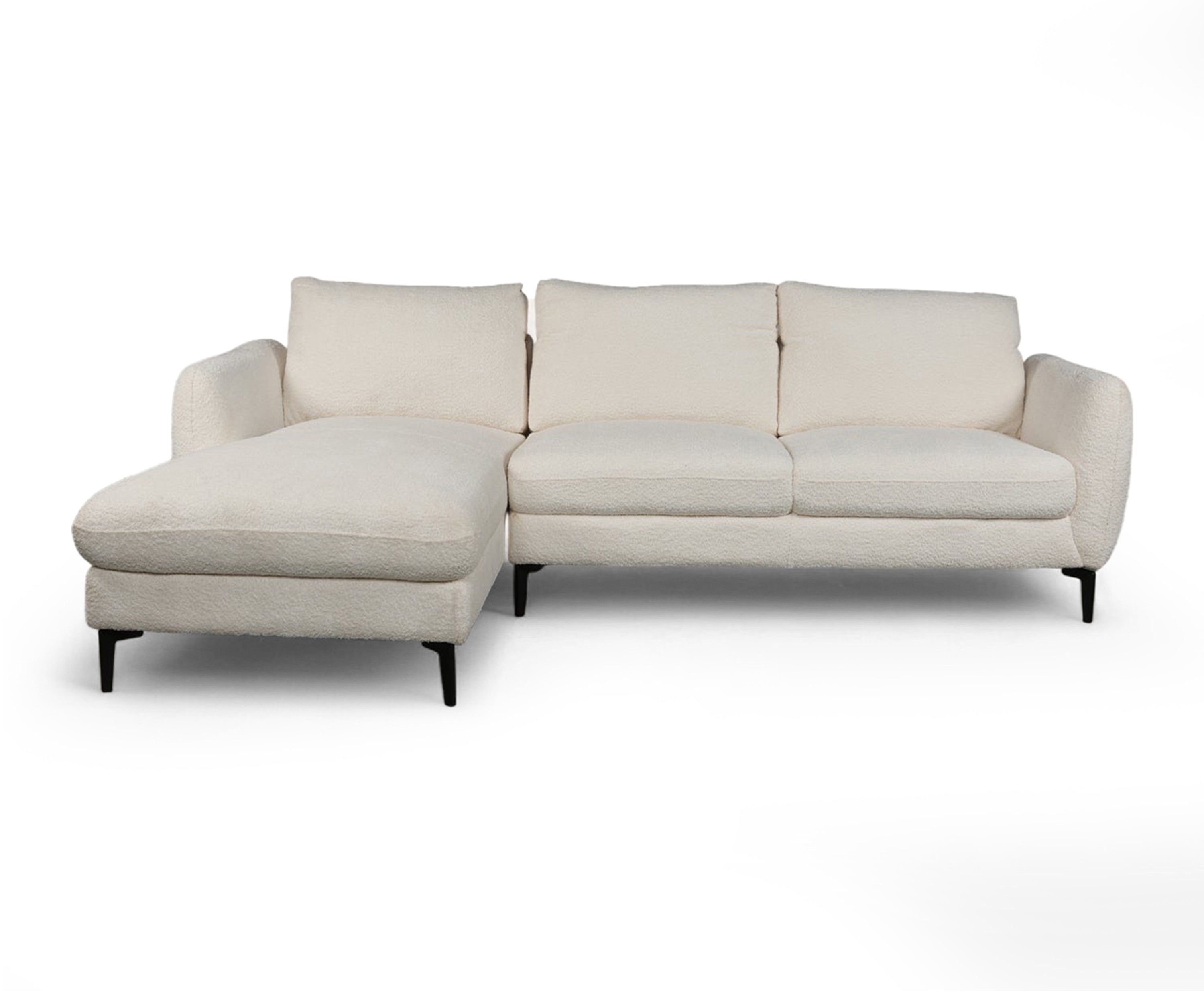 Modern Cream Bouclé Left Sectional Sofa
