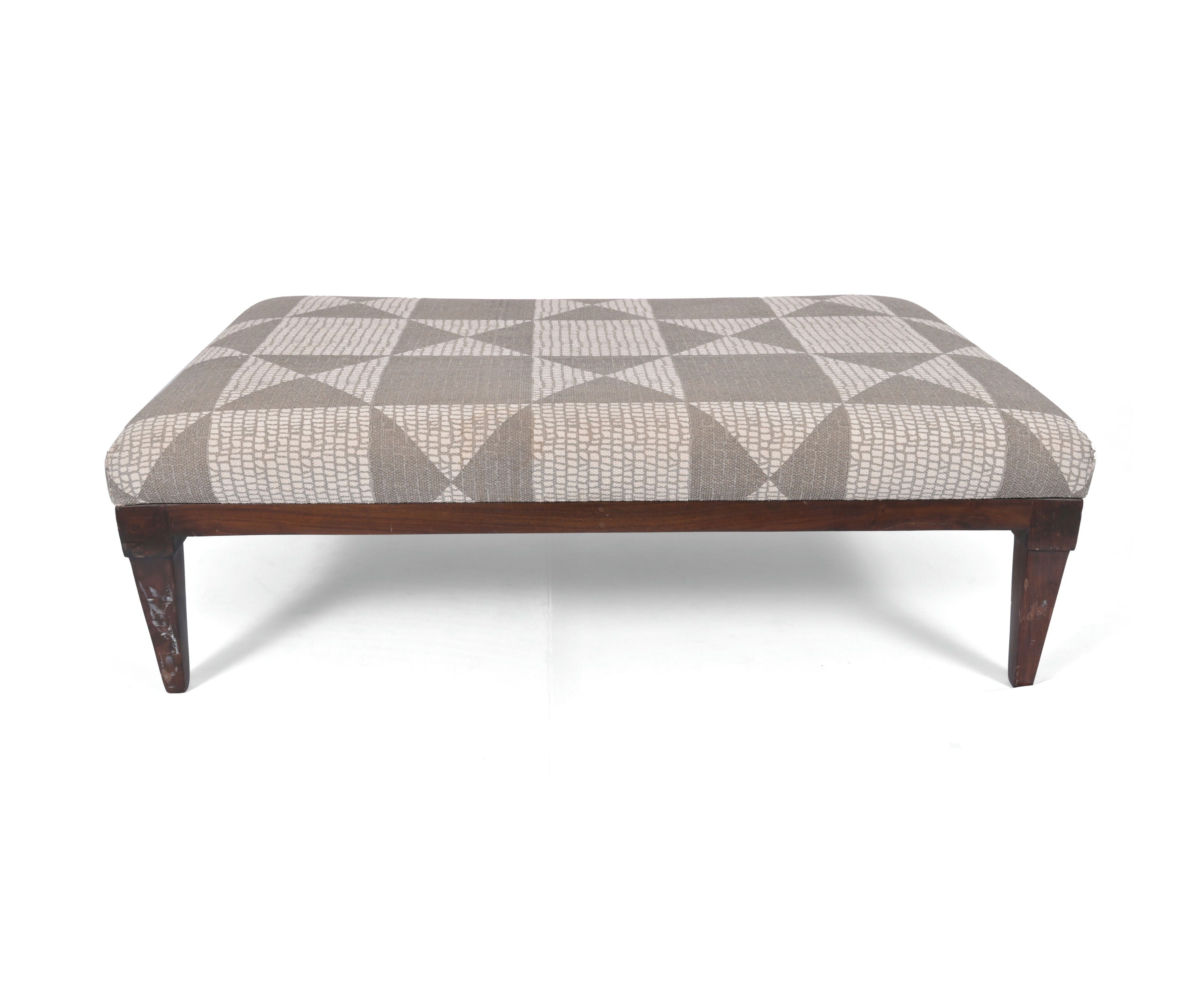 Geometric Printed Wooden Ottoman
