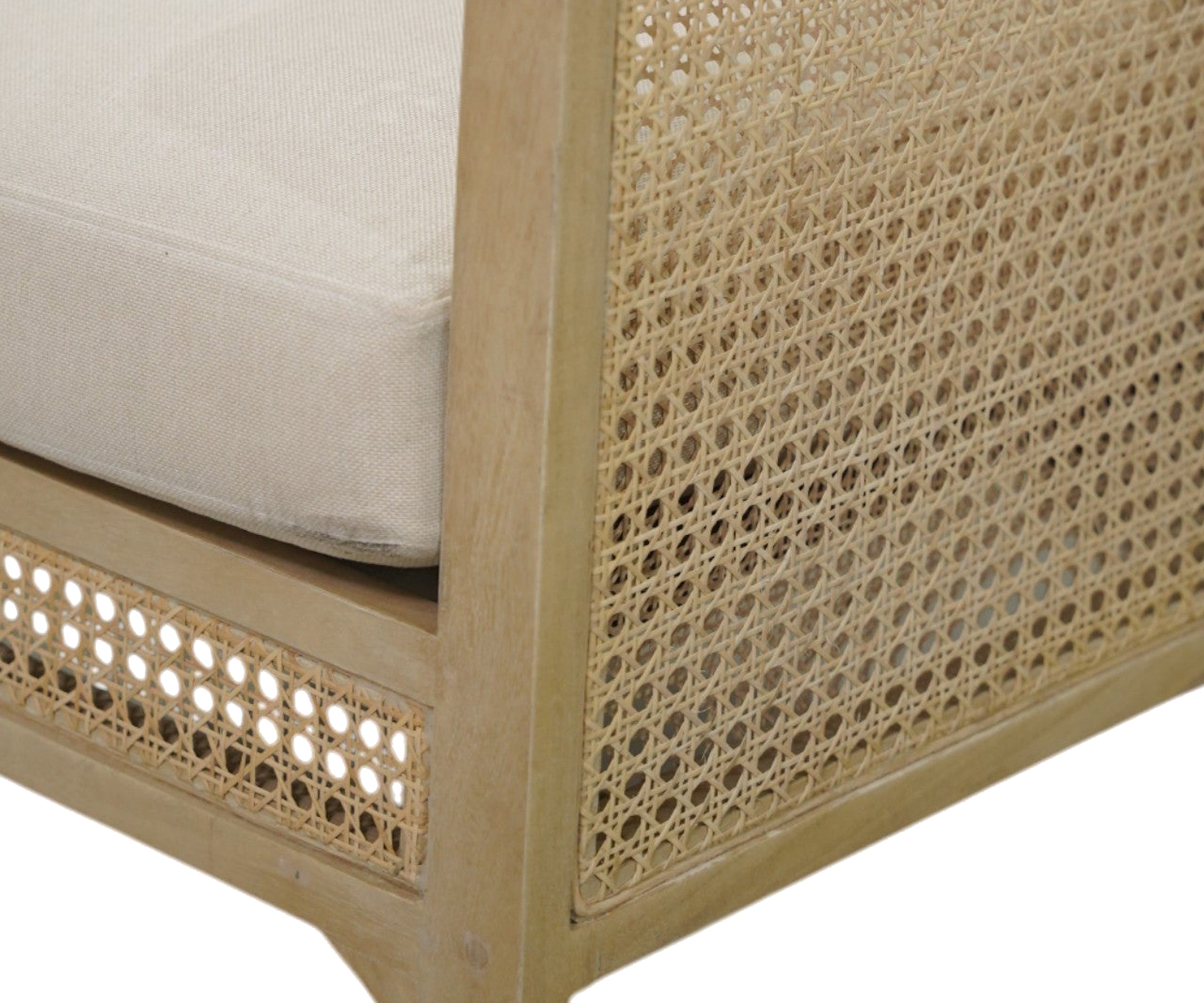 Desert-Toned Cane Armchair in Natural Oak Finish