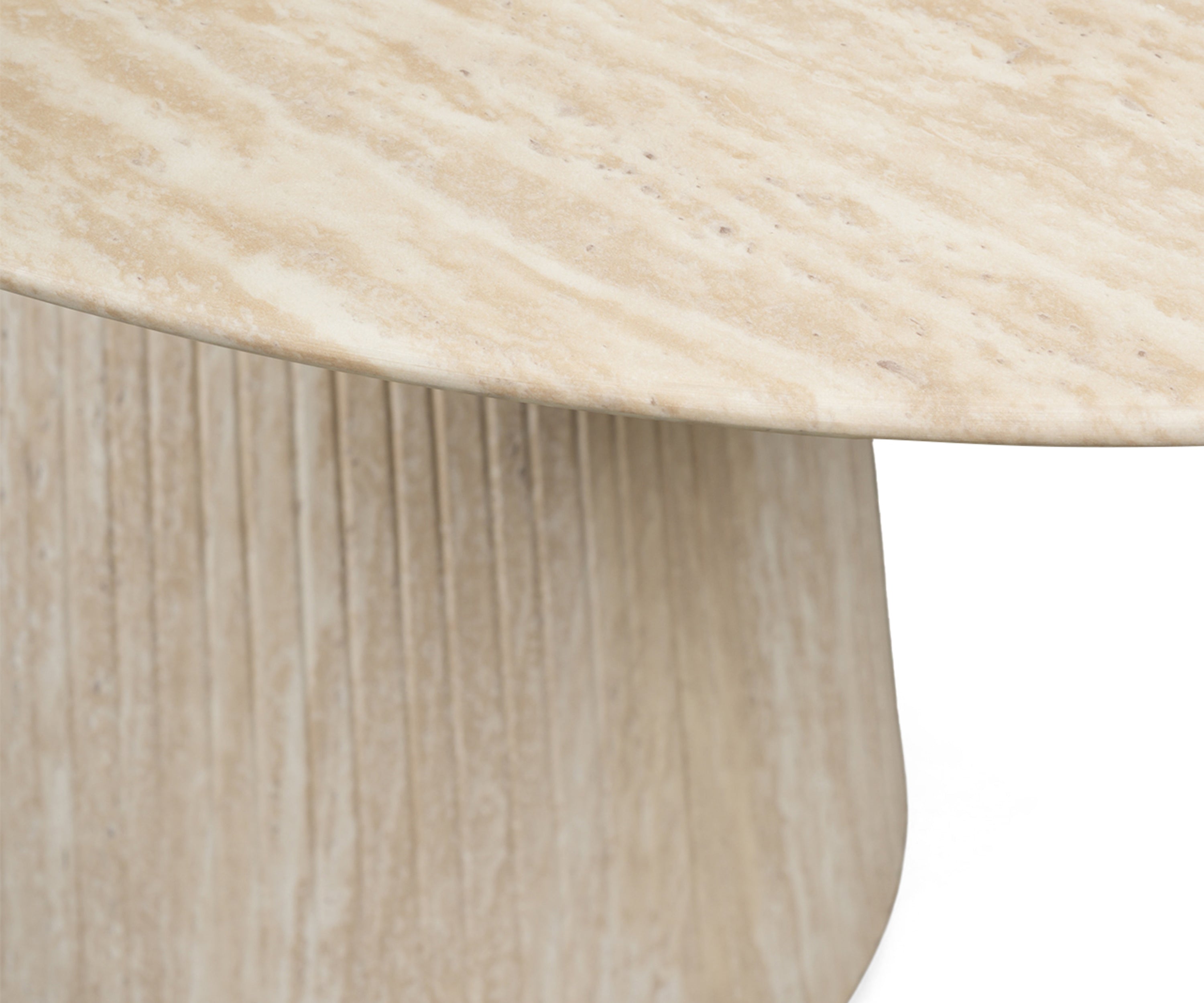 Fluted Pedestal Round Table in Natural Wood