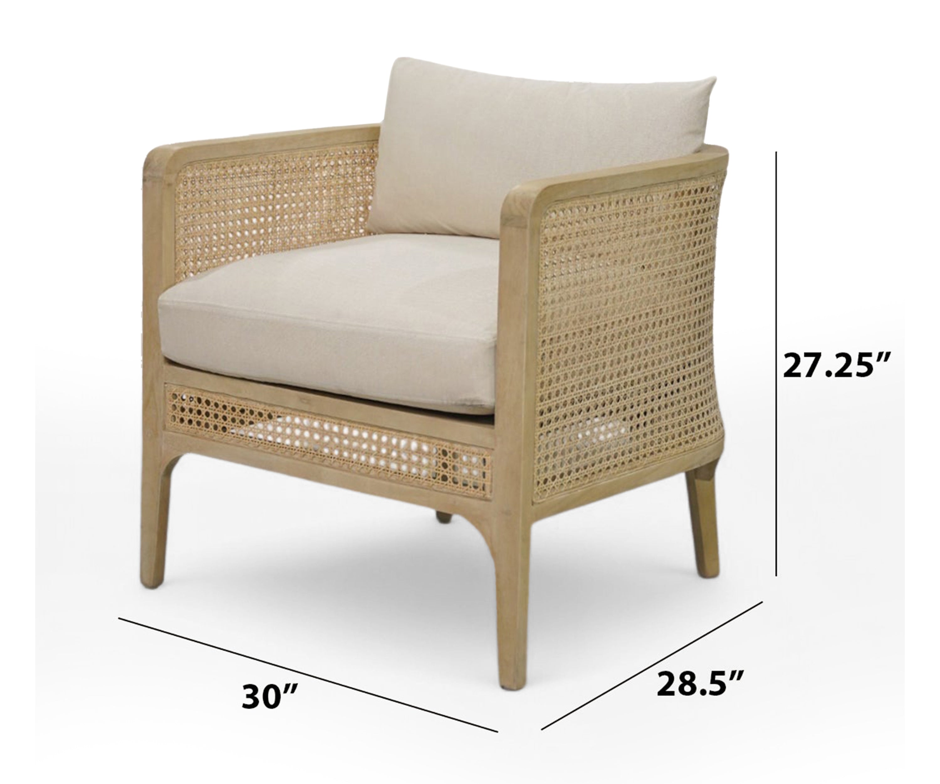 Desert-Toned Cane Armchair in Natural Oak Finish