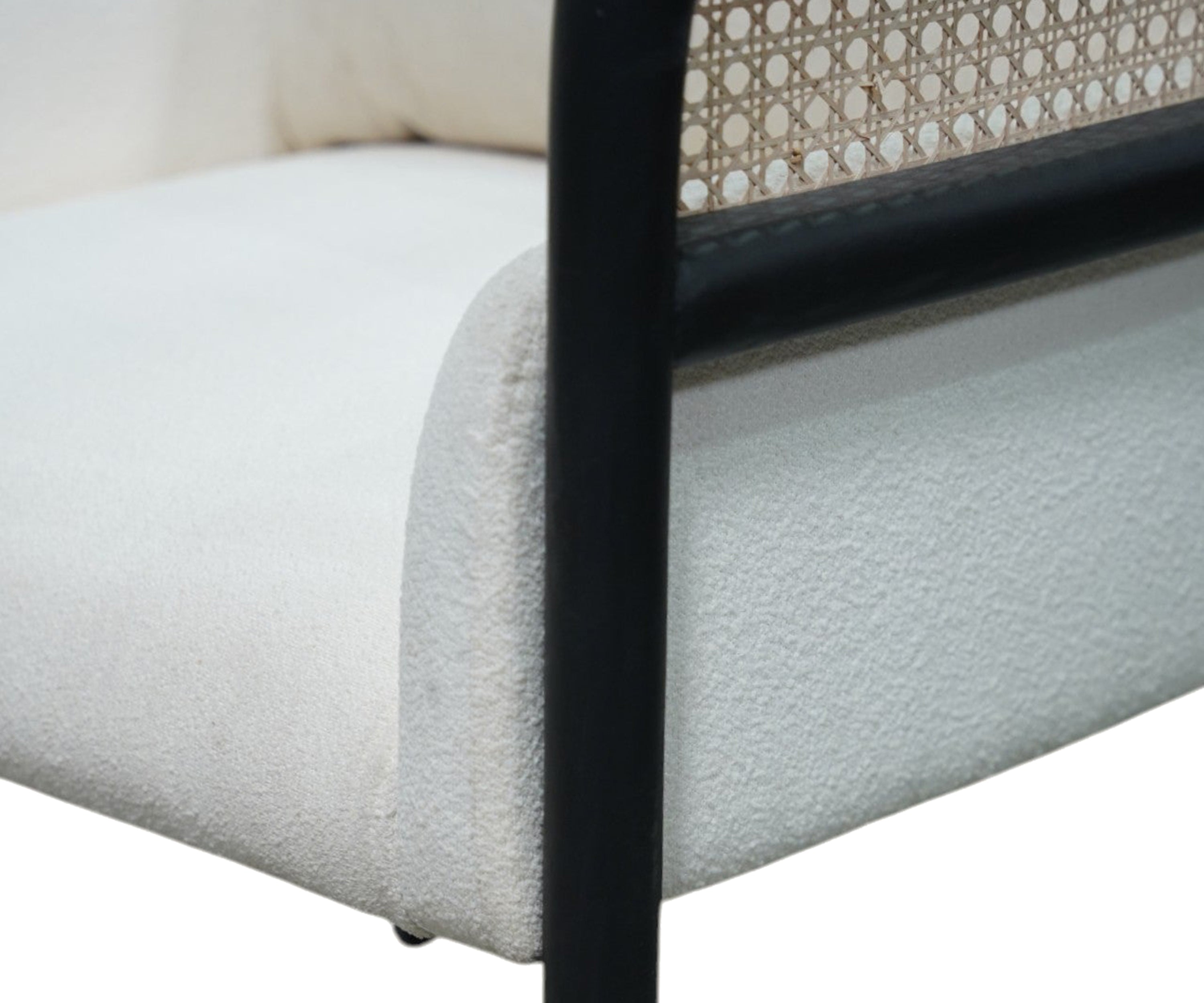 Cane Armchair in Linen and Black Frame