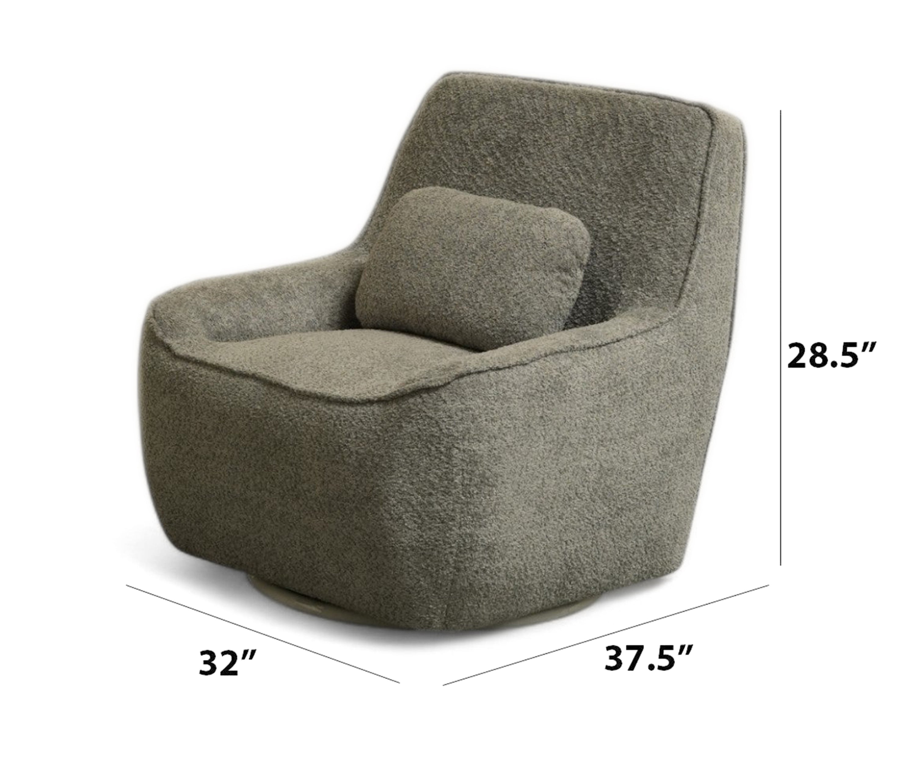 Ashen Bouclé Lounge Chair with Cushion