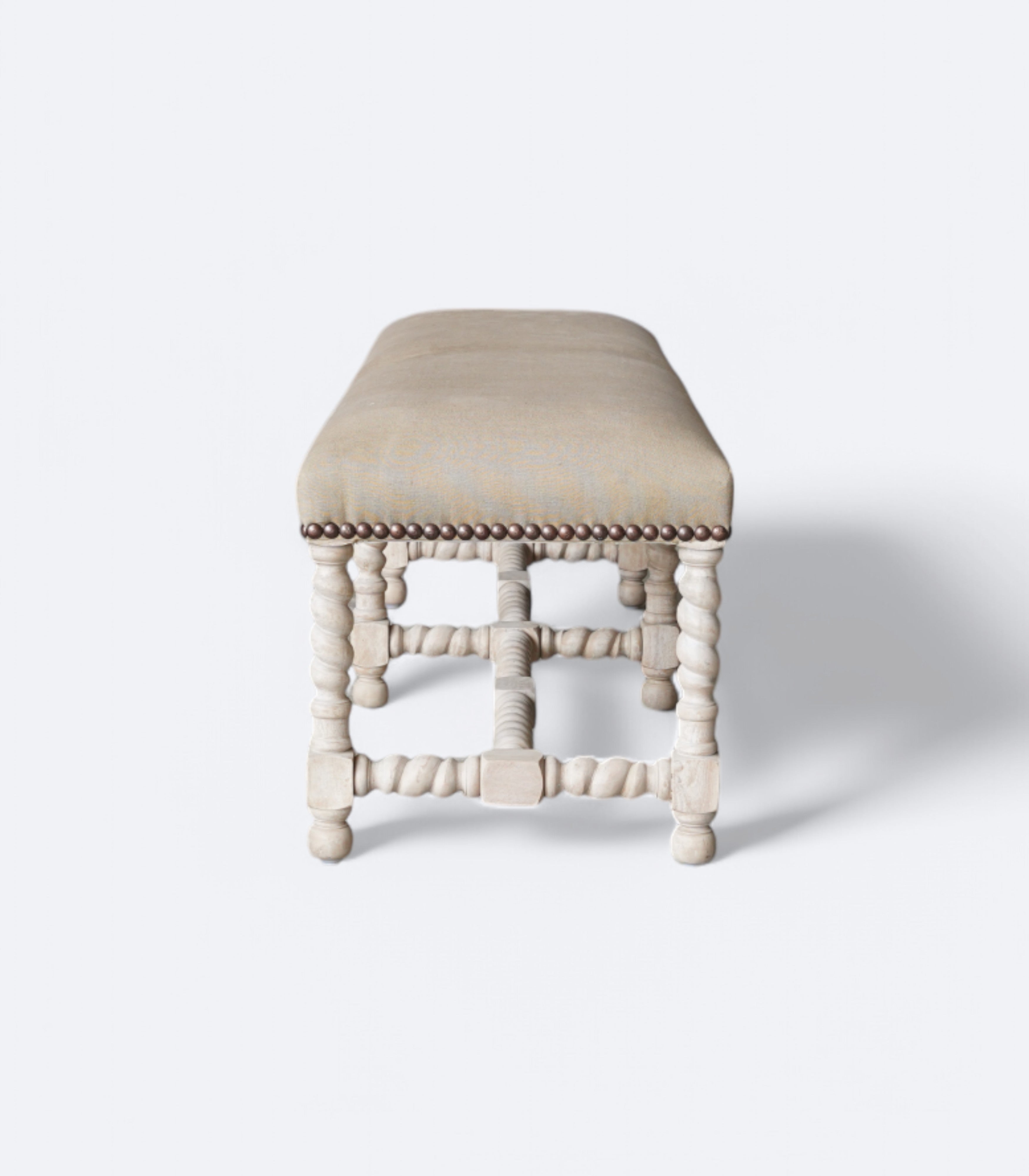 Imperial Linen Bench with Spindle Leg