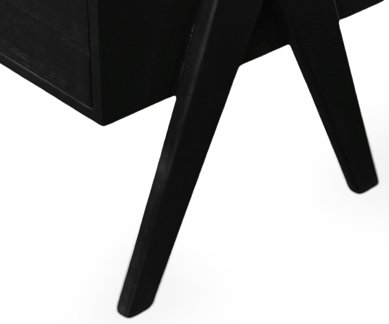 Mignight Black Cane-Weave Top Wooden Bedside Table with Drawer