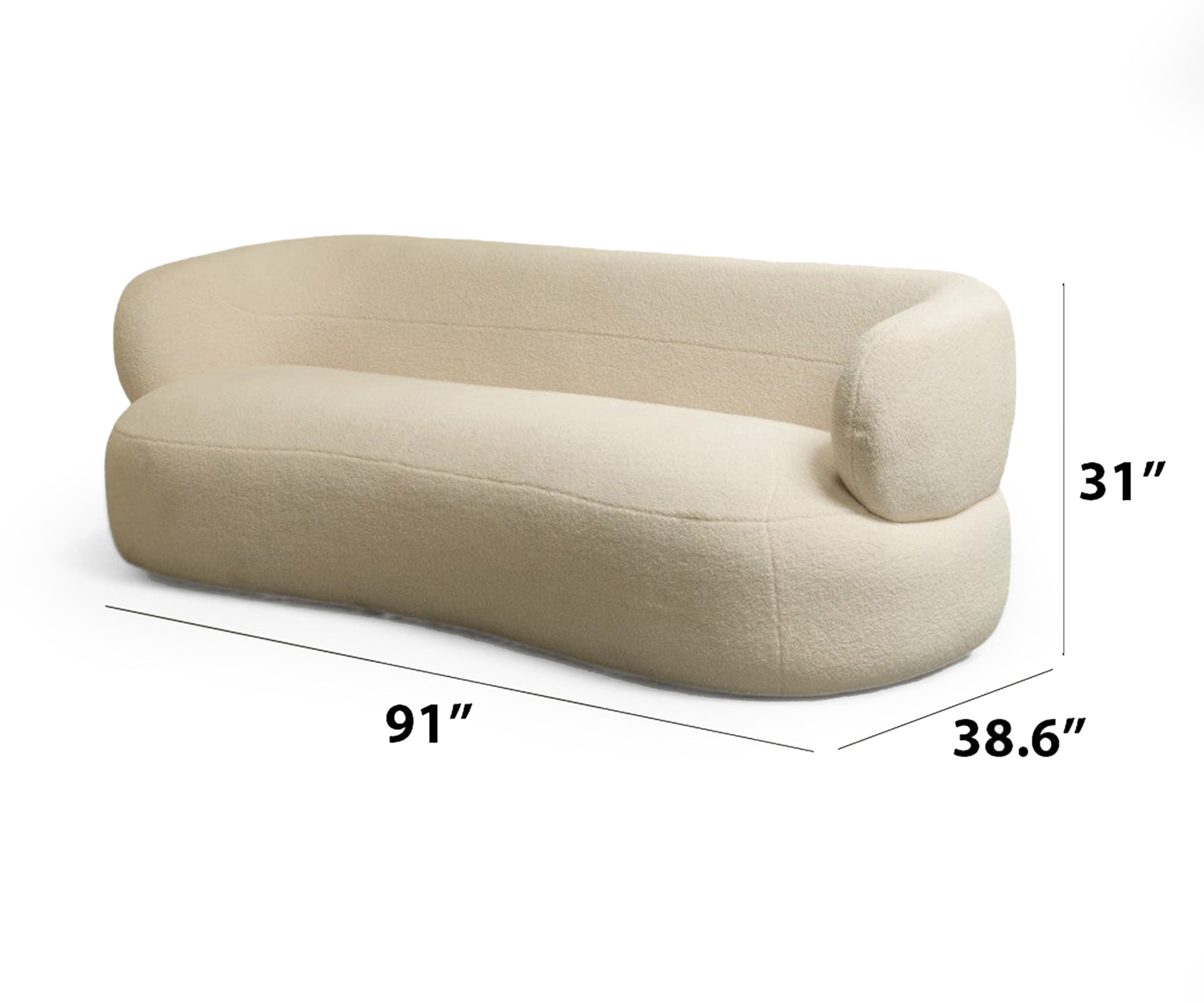 Crest Charm Curved Bouclé Sofa