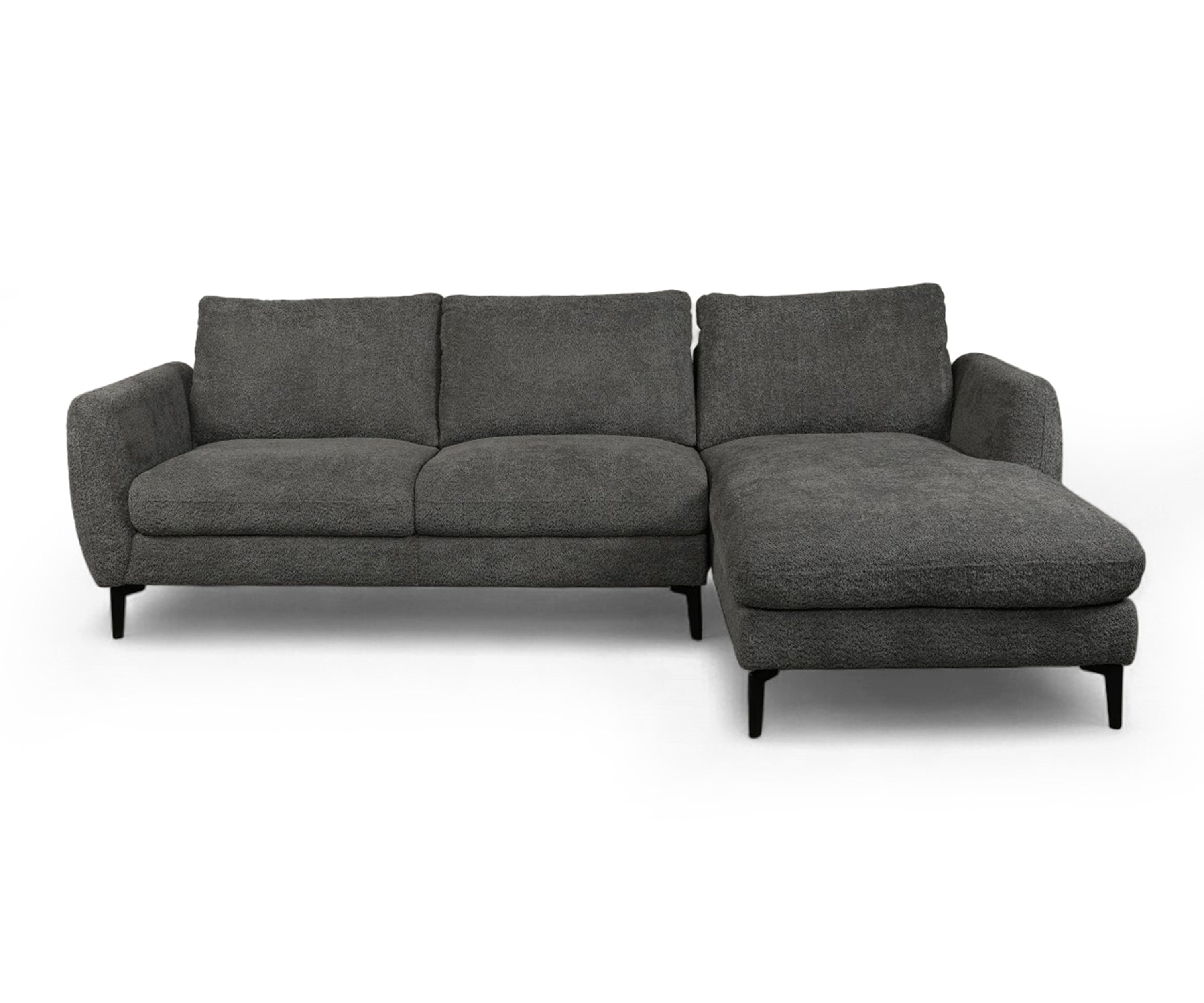 Modern Charcoal Bouclé Right Sectional Sofa