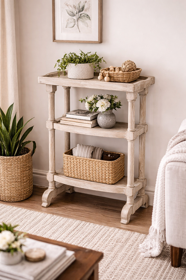Wood 3-Tier Tray Top shelve