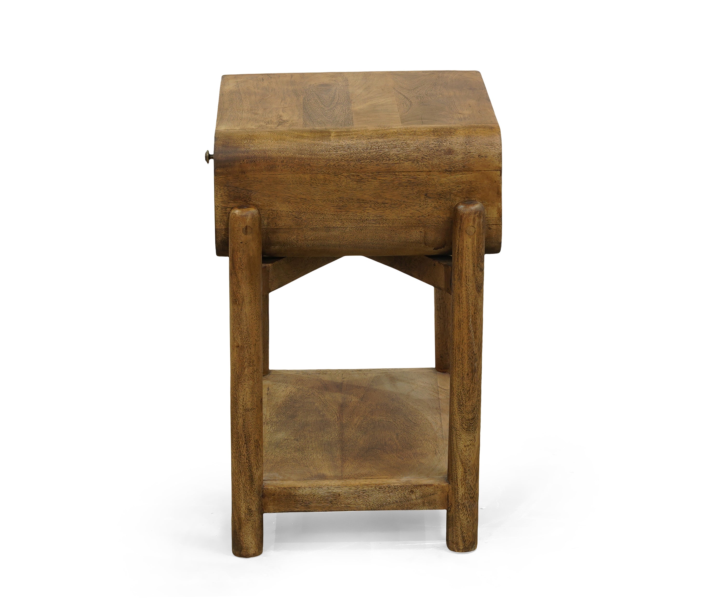 Curvy Oak Bedside Table with Drawer in Natural Finish