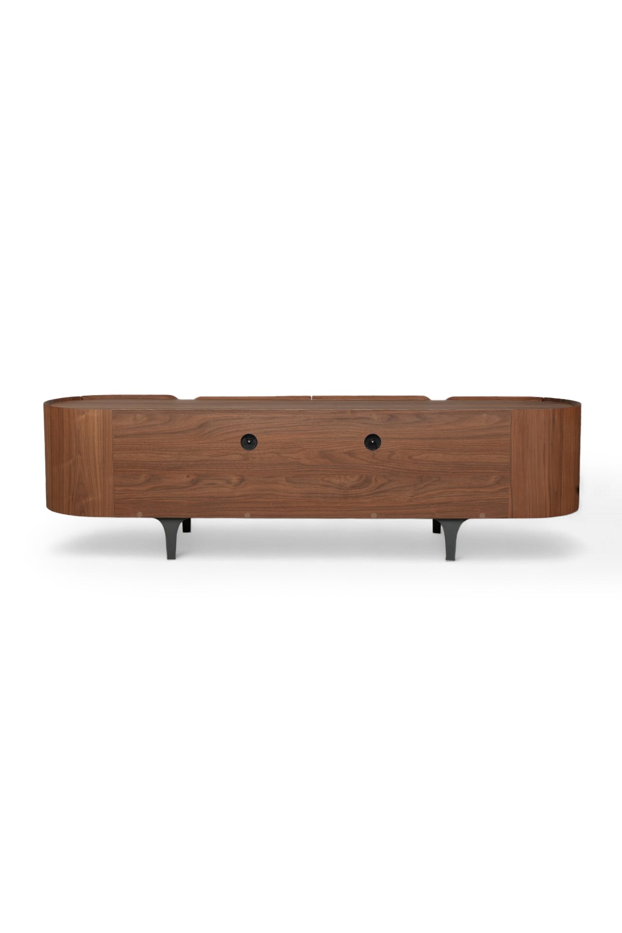 Modern Walnut Sideboard with Curved Edges and Metal Legs