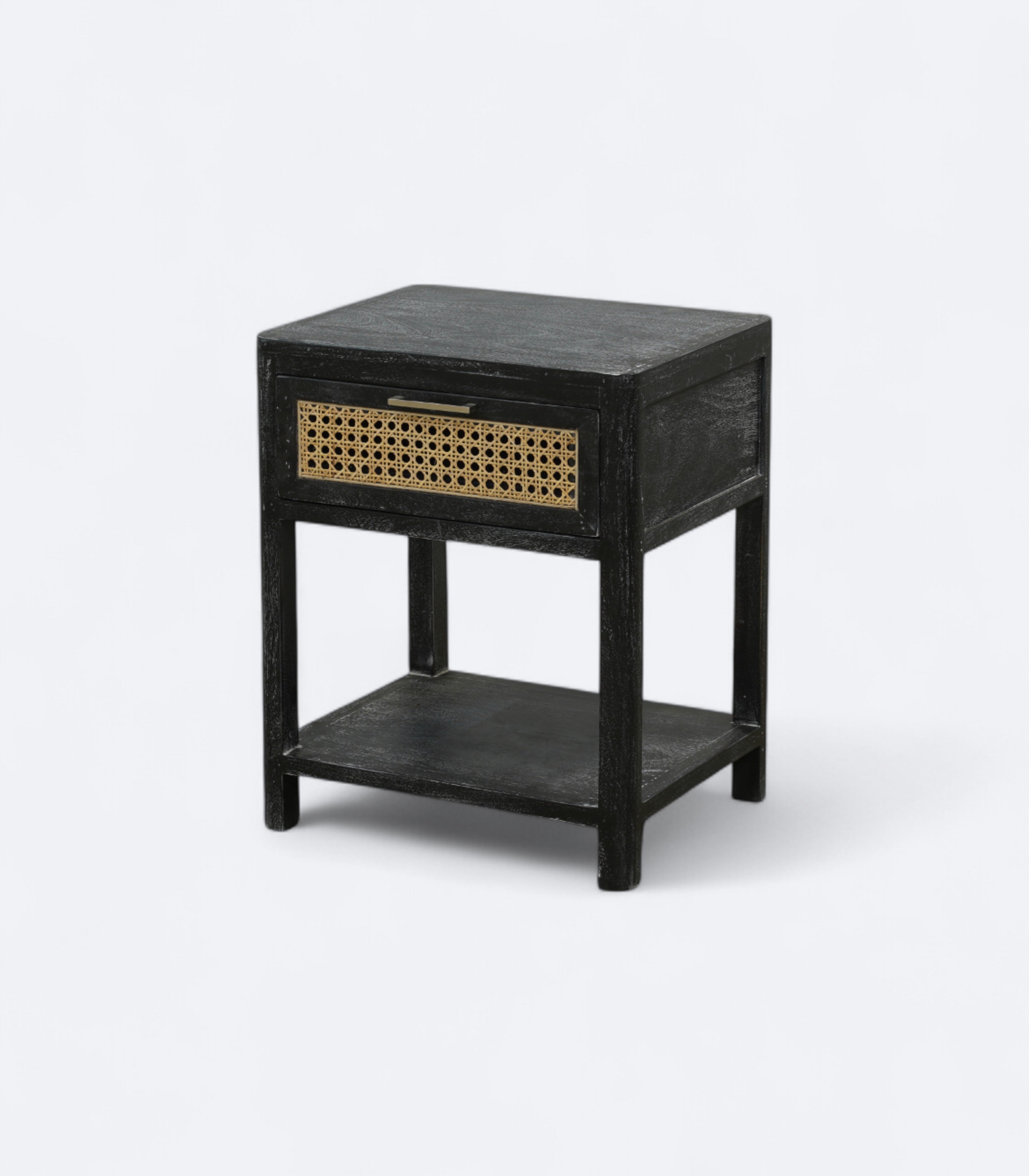 Cane-Front Nightstand Table