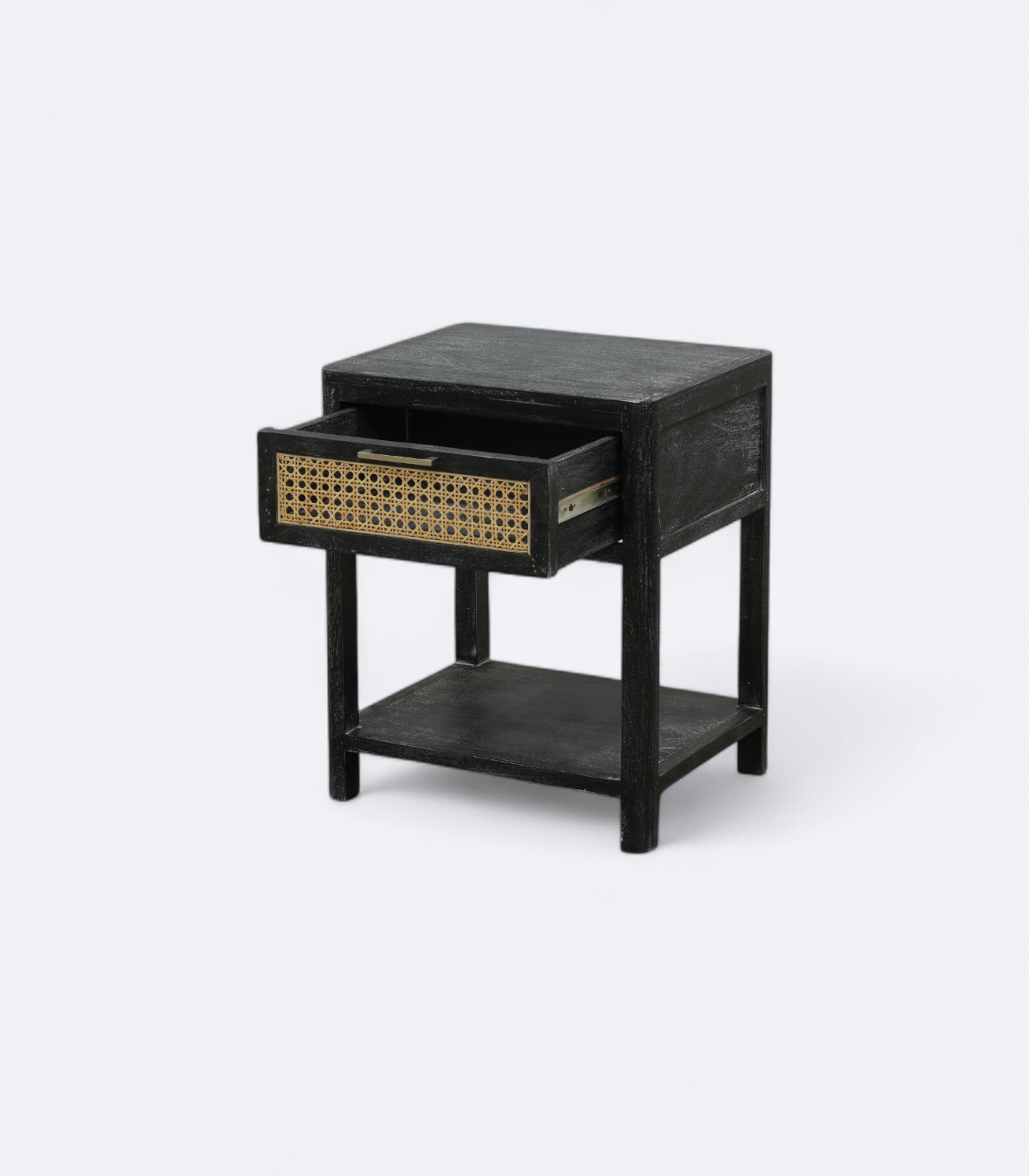 Cane-Front Nightstand Table