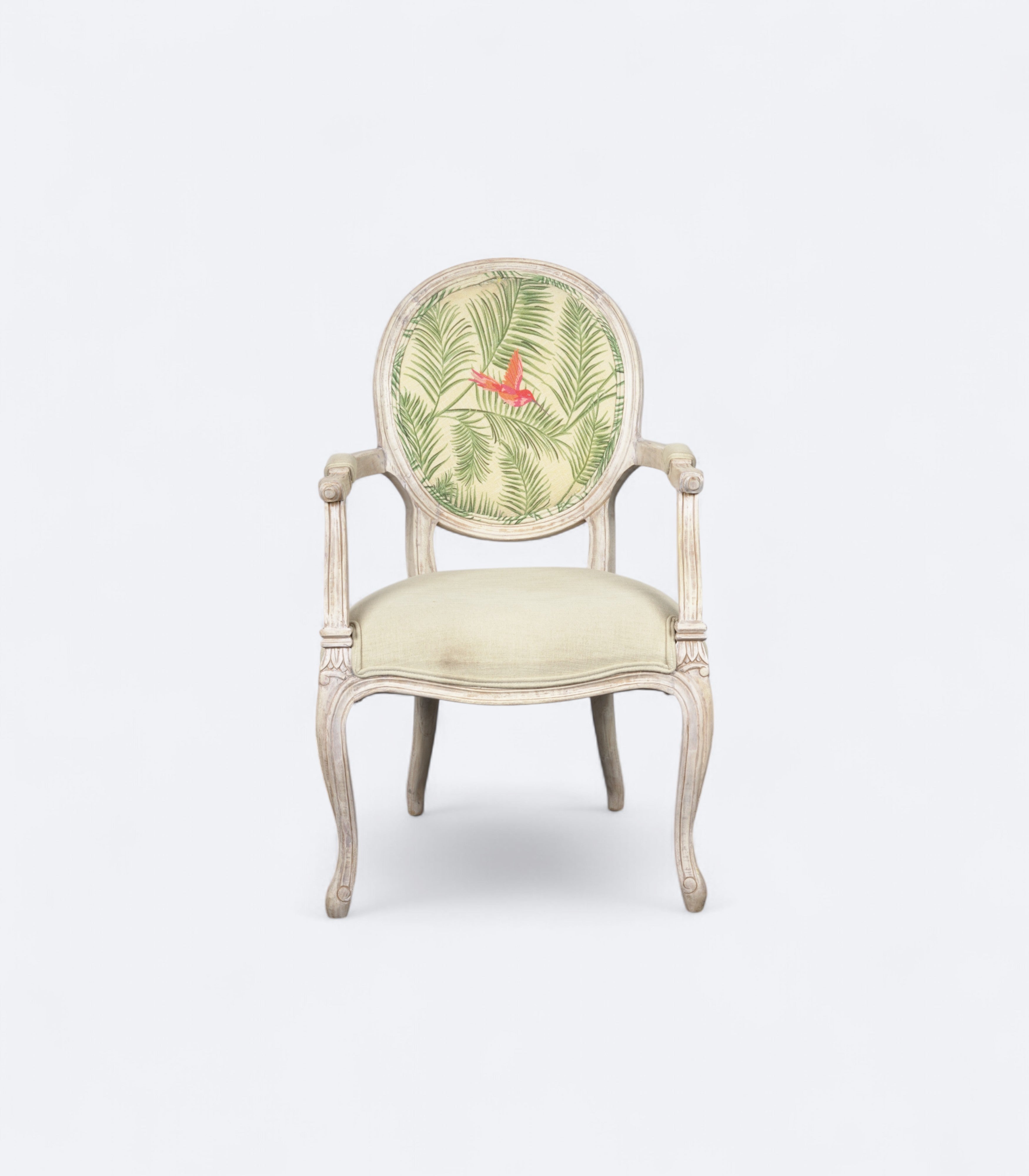 Hand-Carved Gustavian Botanical Armchair