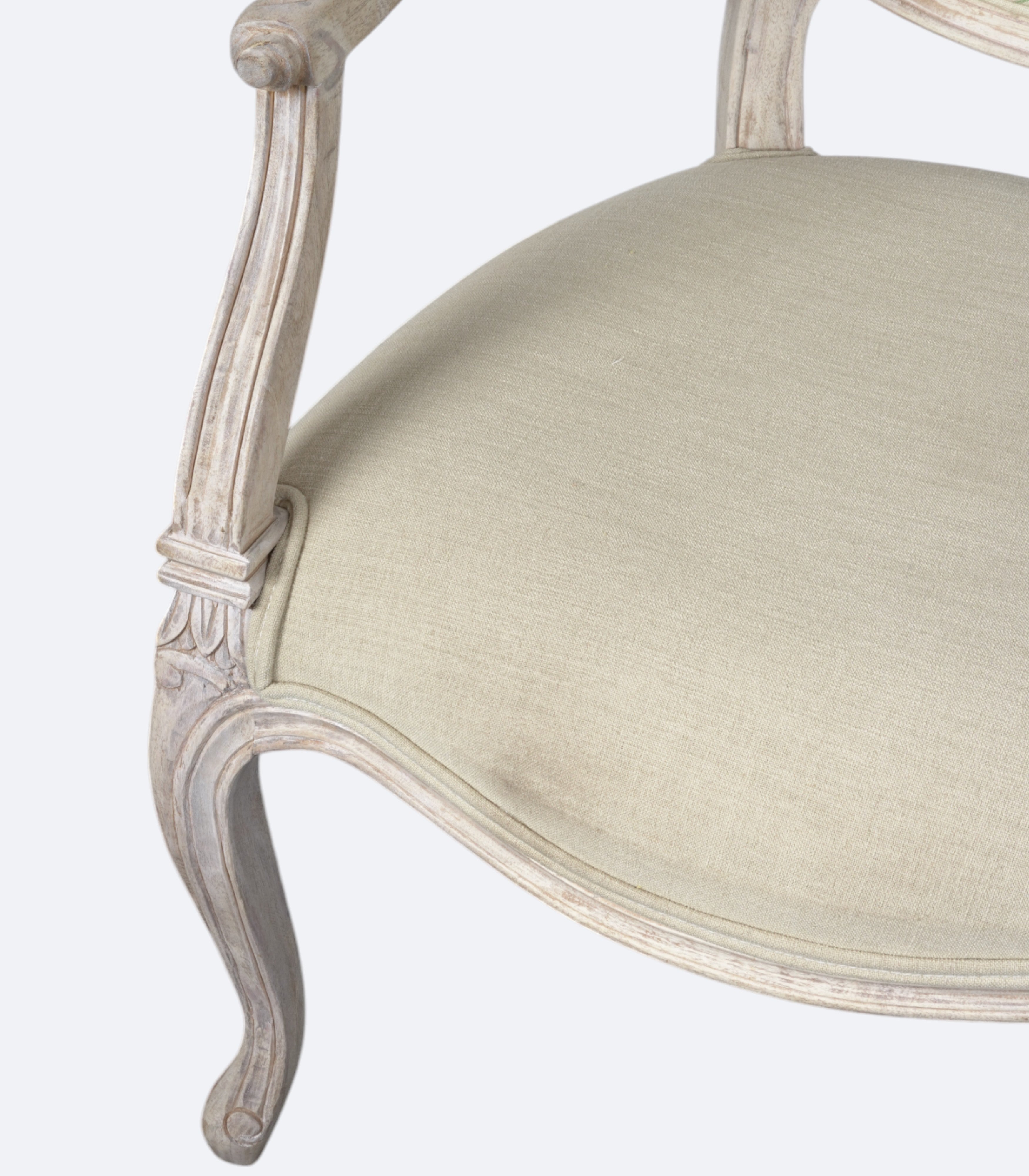 Hand-Carved Gustavian Botanical Armchair