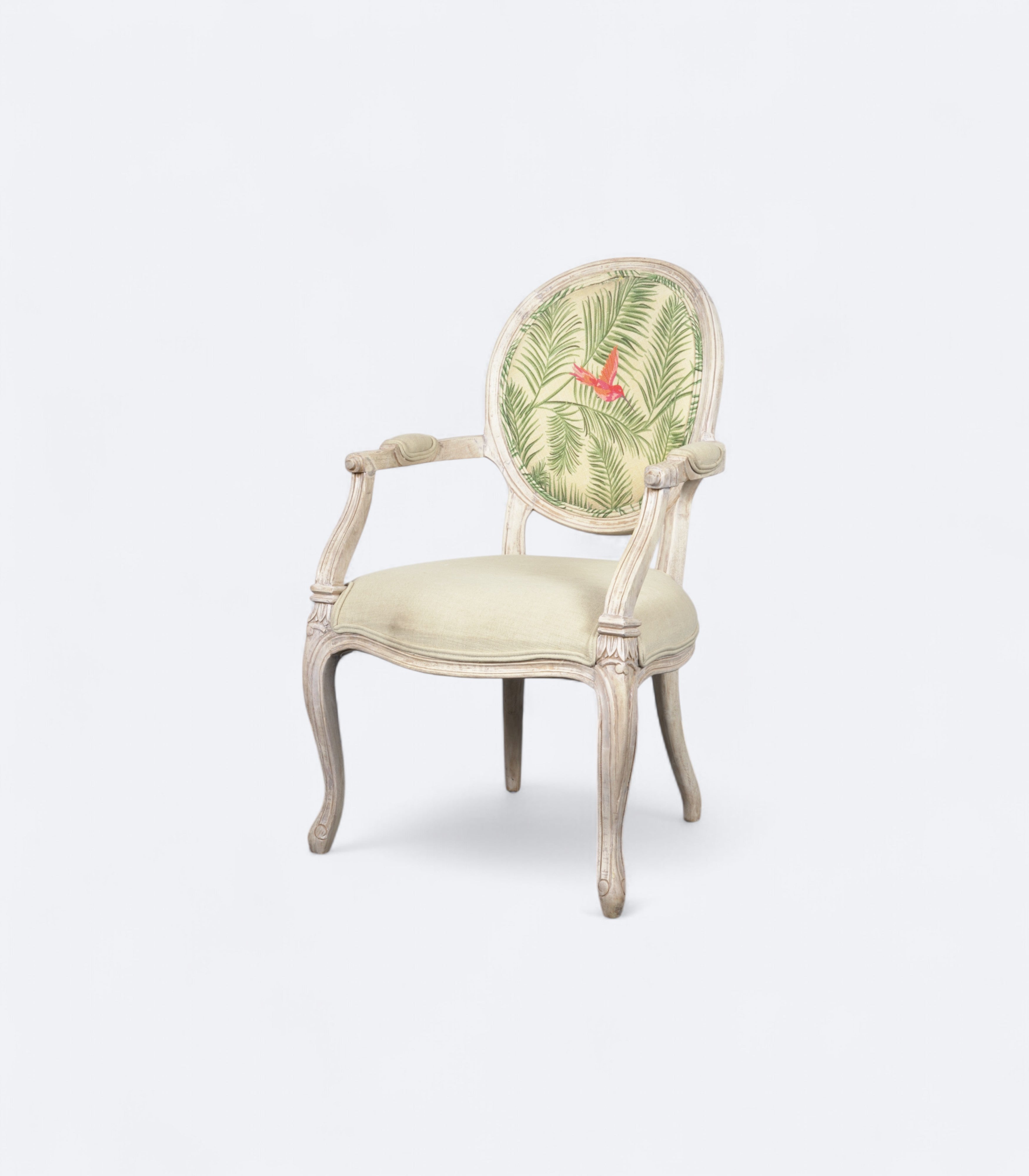Hand-Carved Gustavian Botanical Armchair