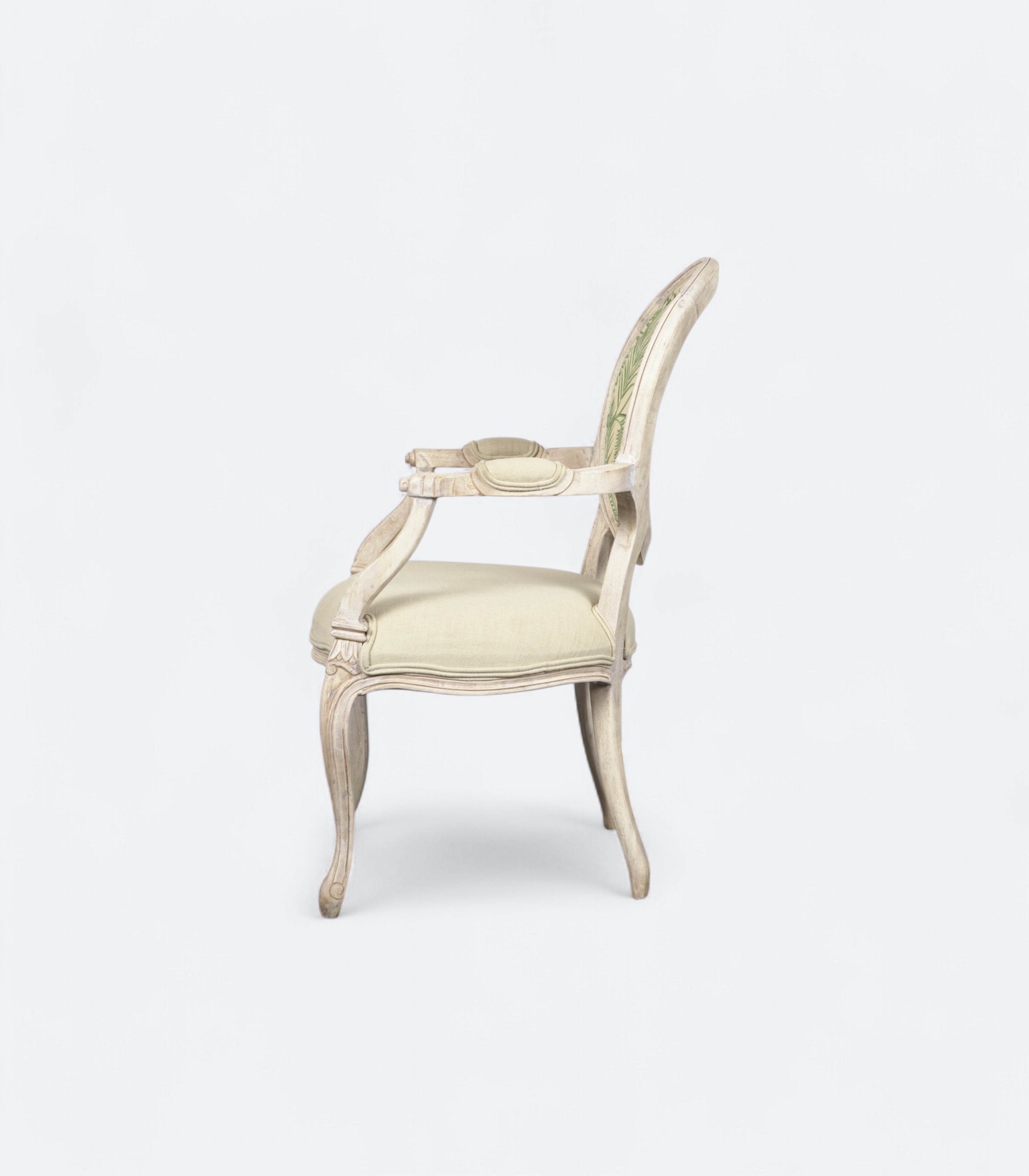 Hand-Carved Gustavian Botanical Armchair