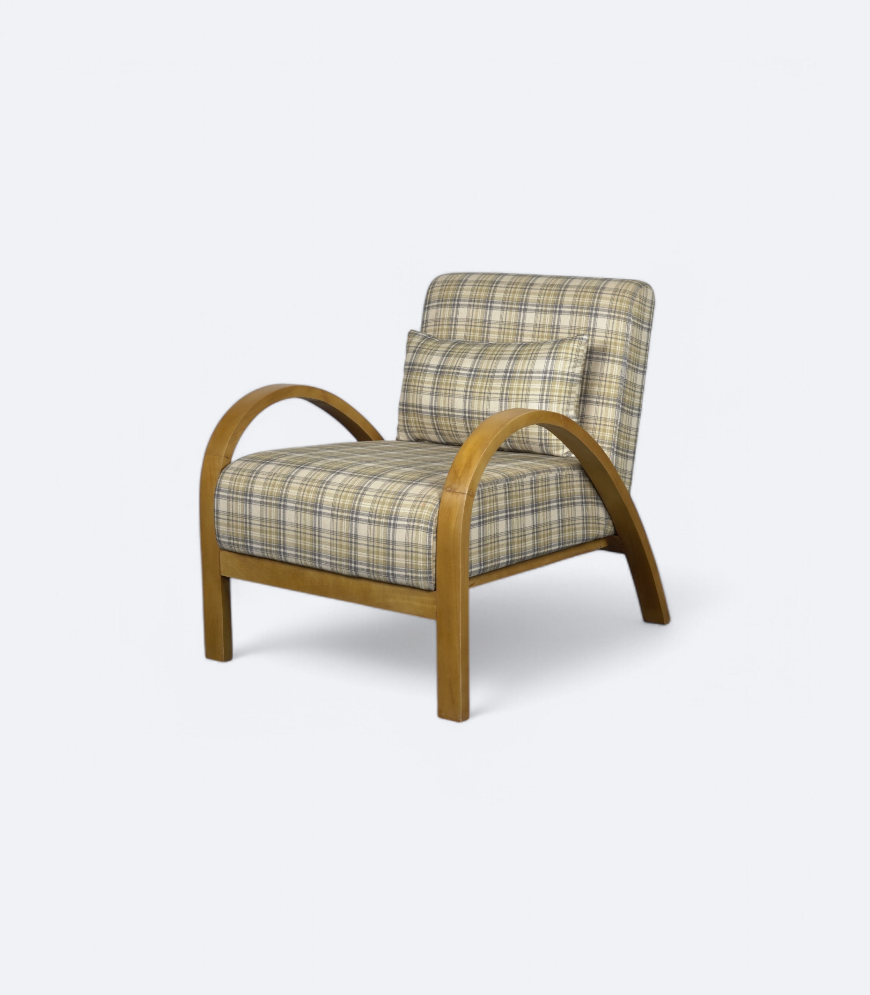 Mid-Century Curved Oak Armchair