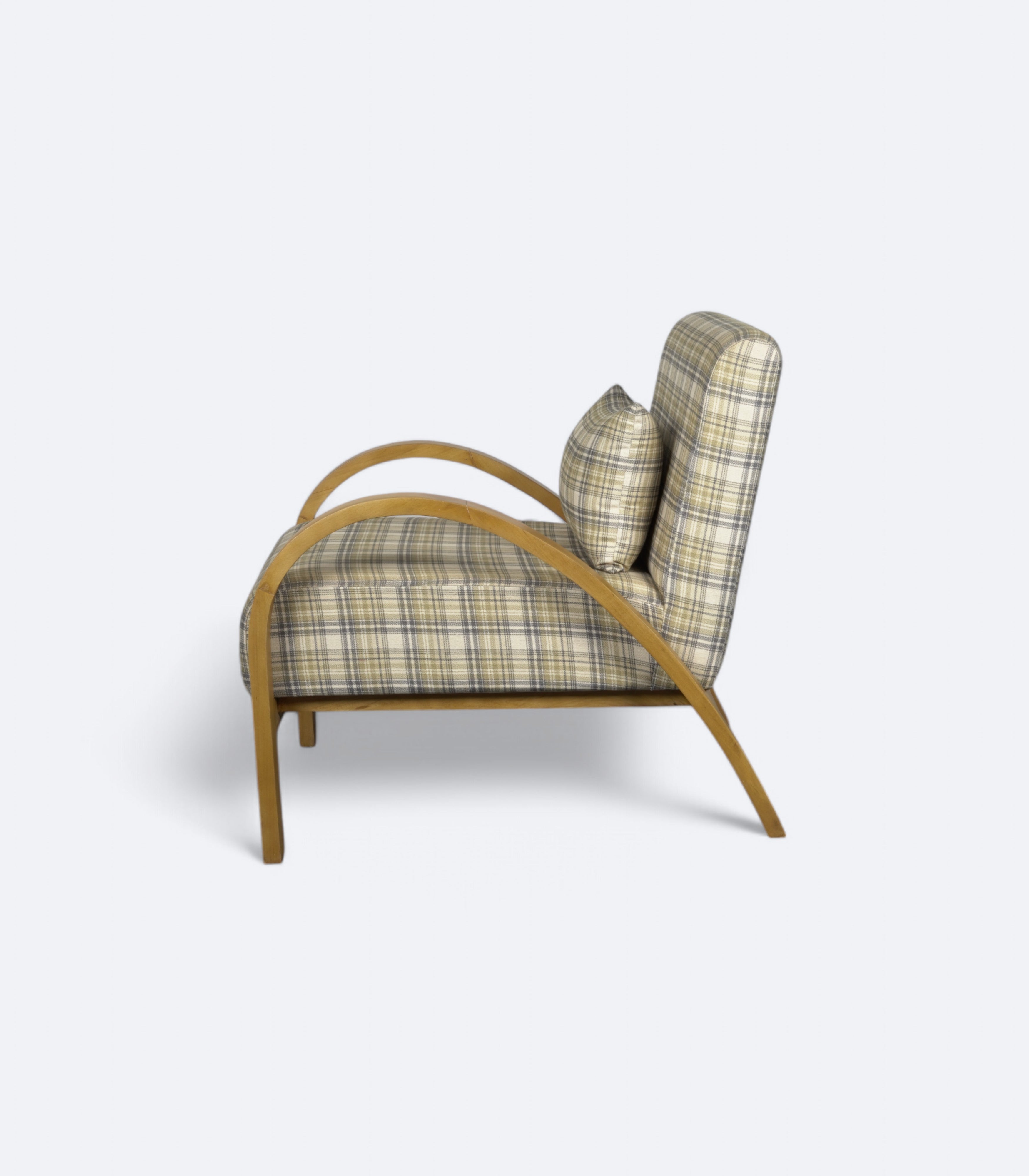 Mid-Century Curved Oak Armchair