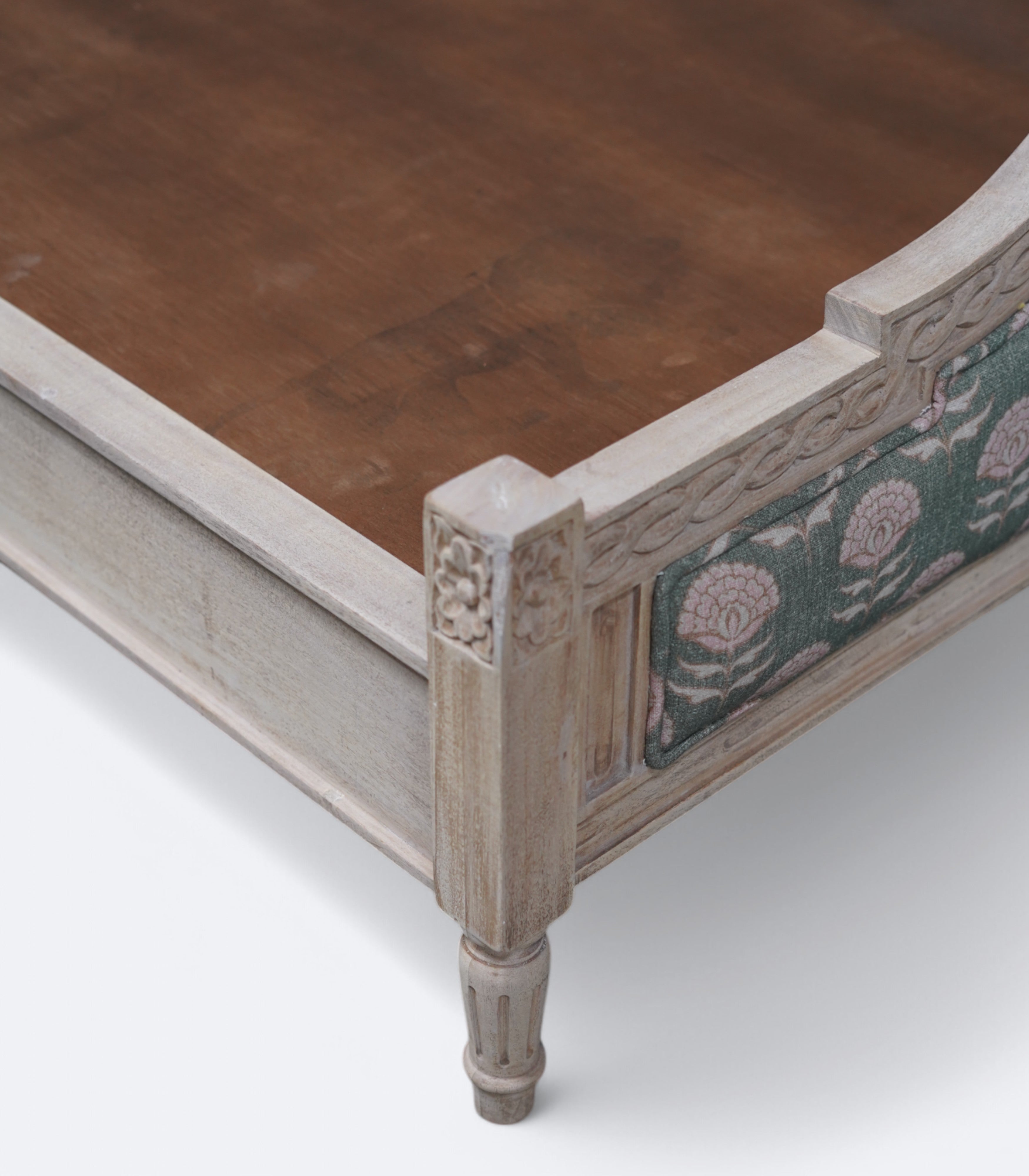 Hand-Tufted French Bed With Linen Upholstered