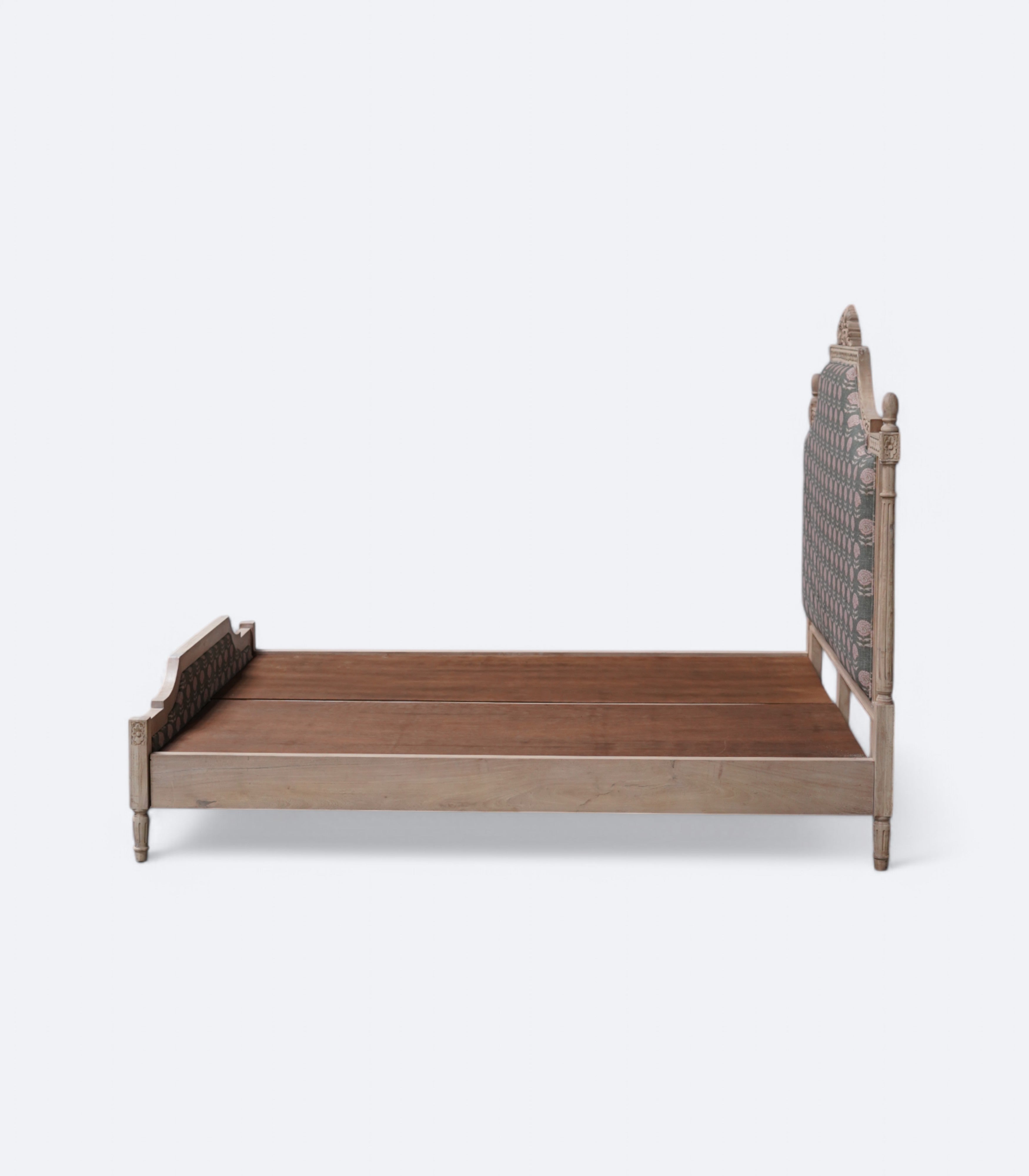 Hand-Tufted French Bed With Linen Upholstered
