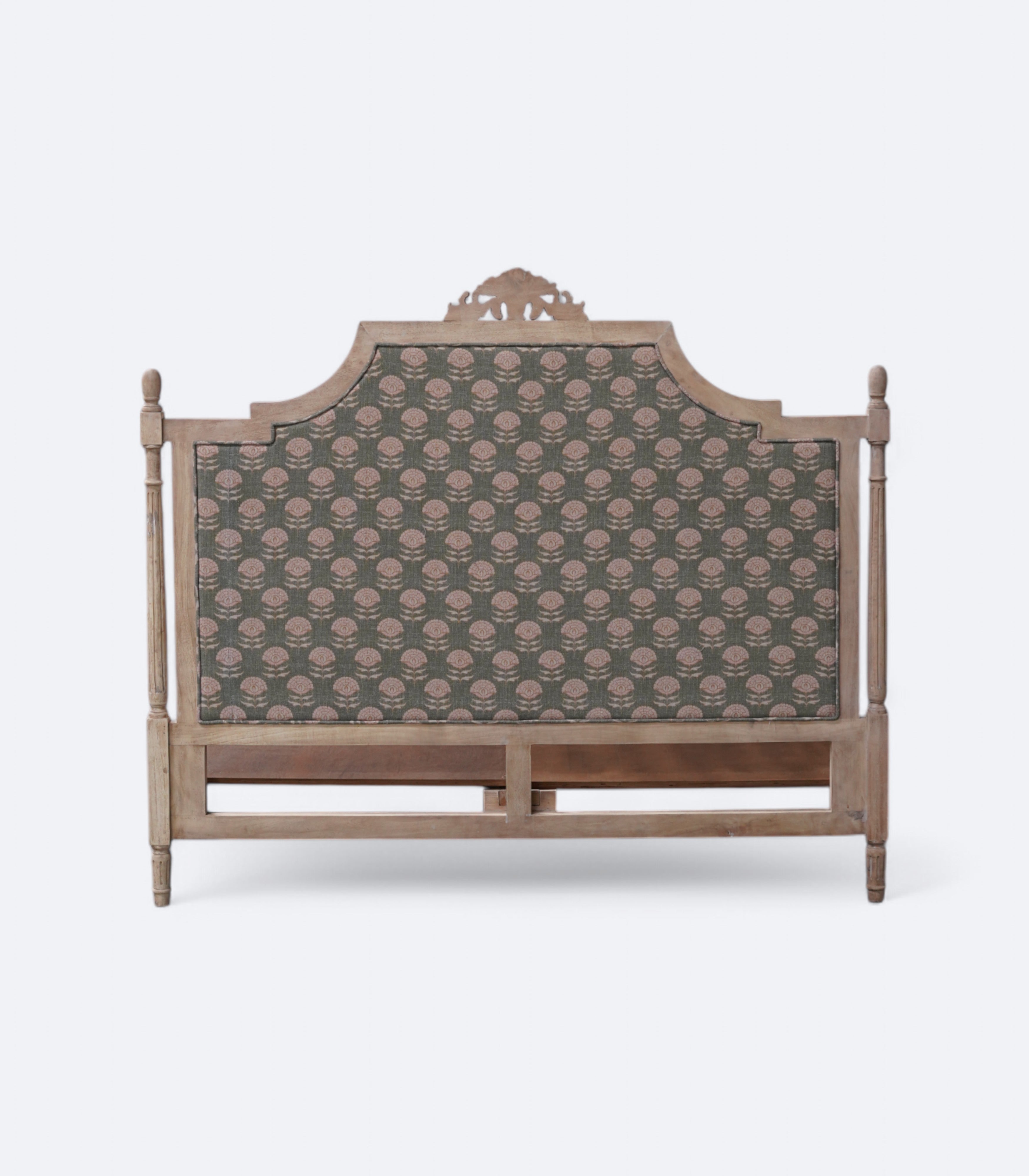 Hand-Tufted French Bed With Linen Upholstered