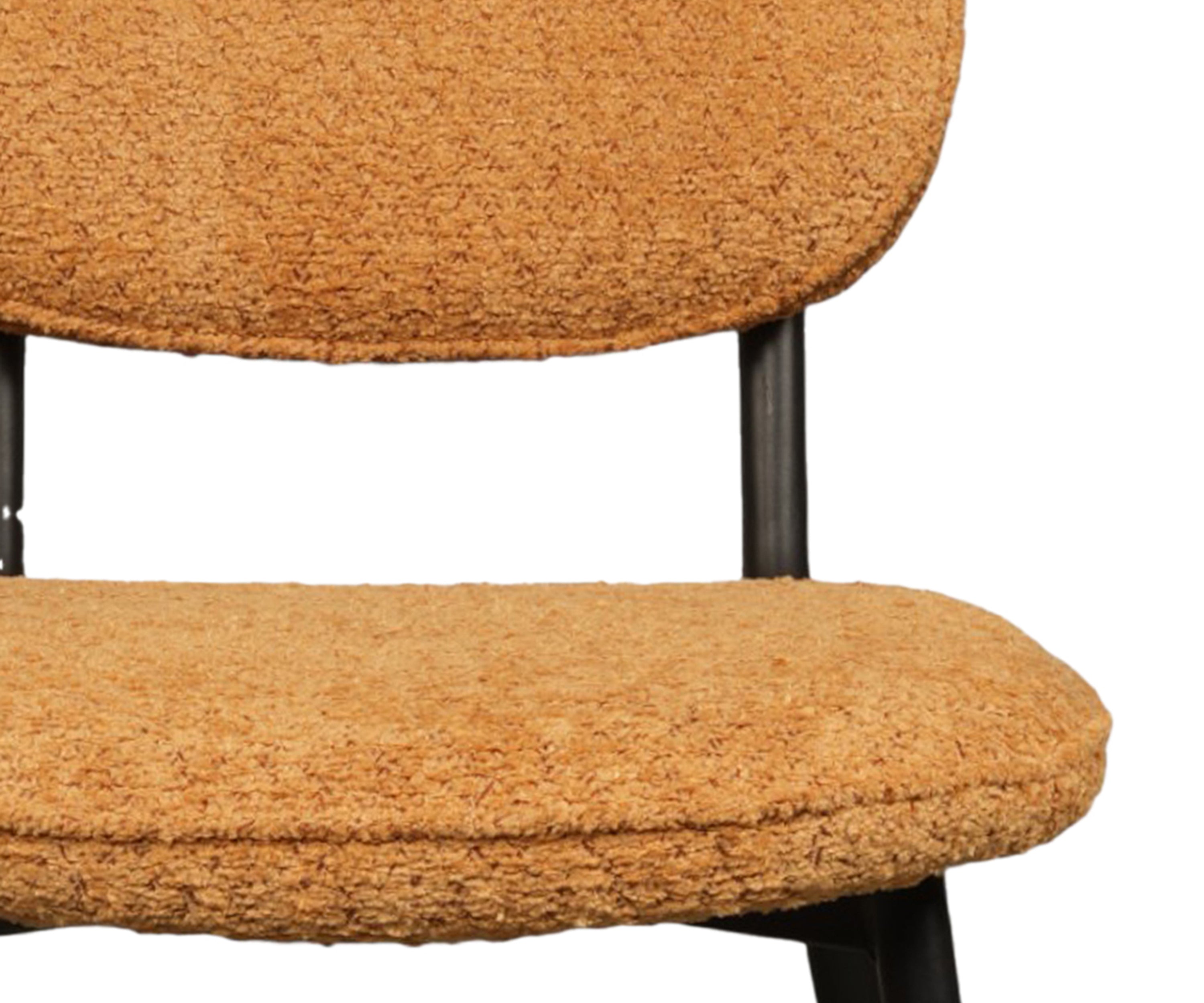 Mid-Century Upholstered Dining Chair in Camel