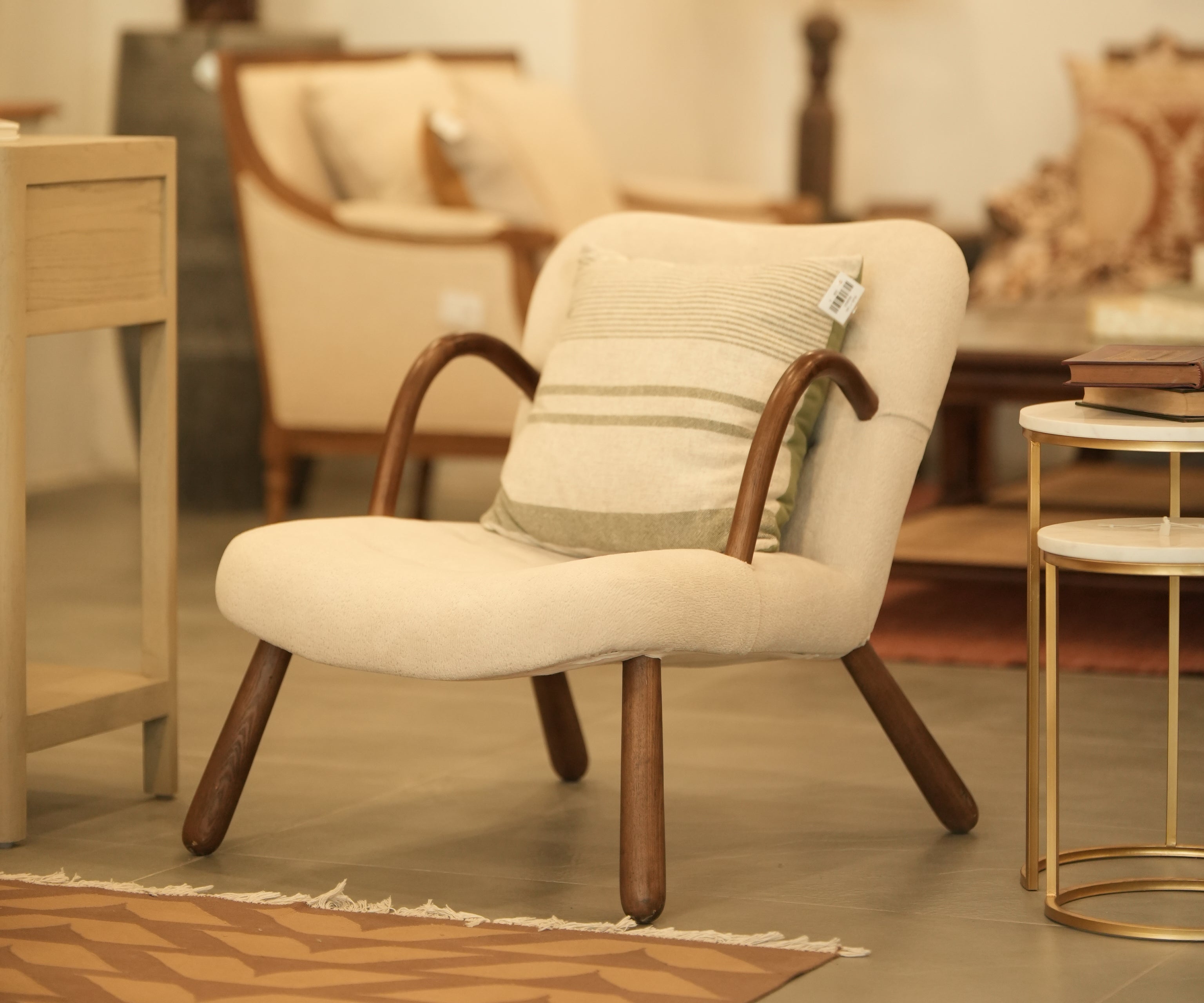 Scandi-Inspired Nordic Minimalist Bouclé Armchair