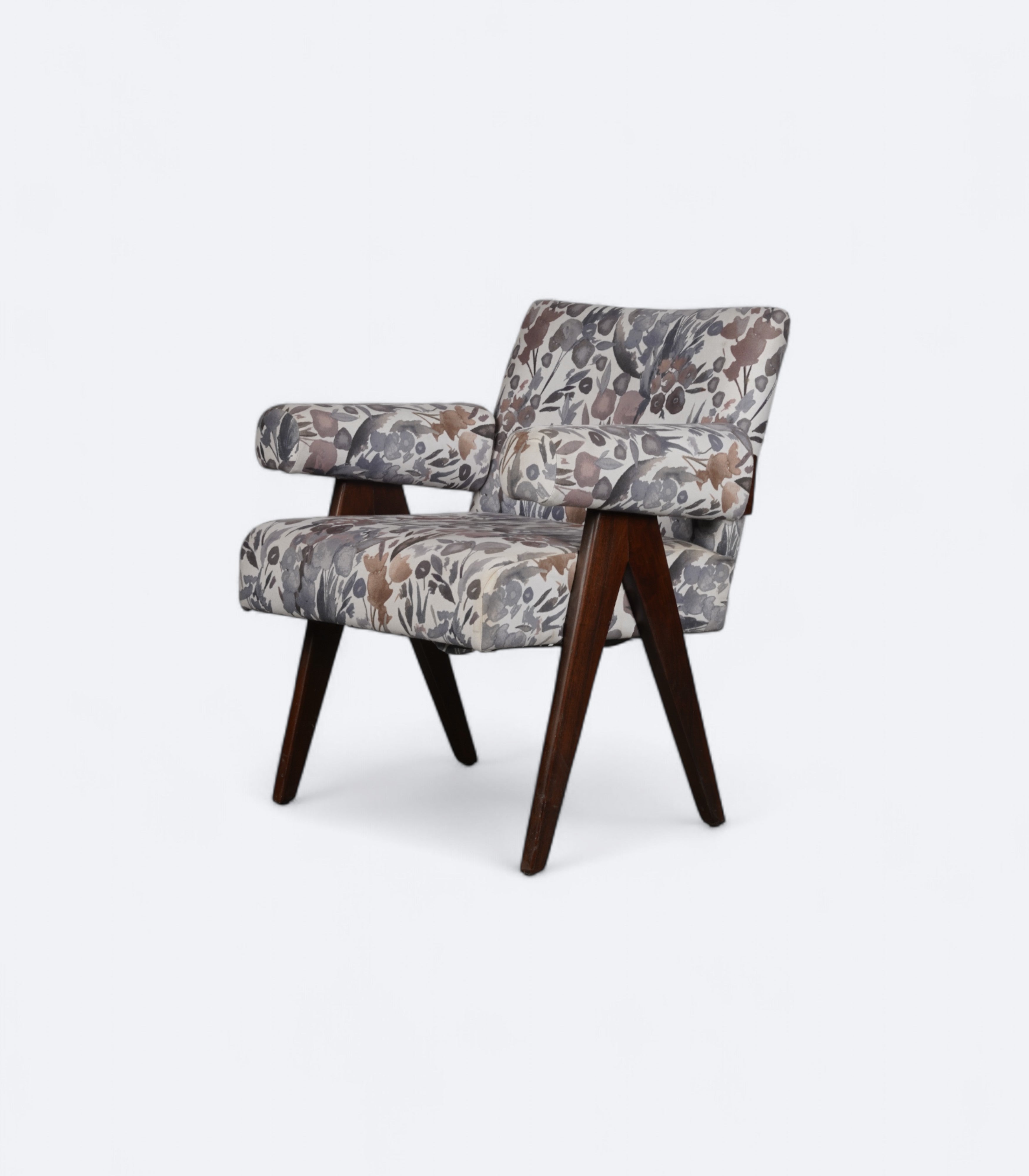 Mid-Century Armchair with Velvet Upholstery