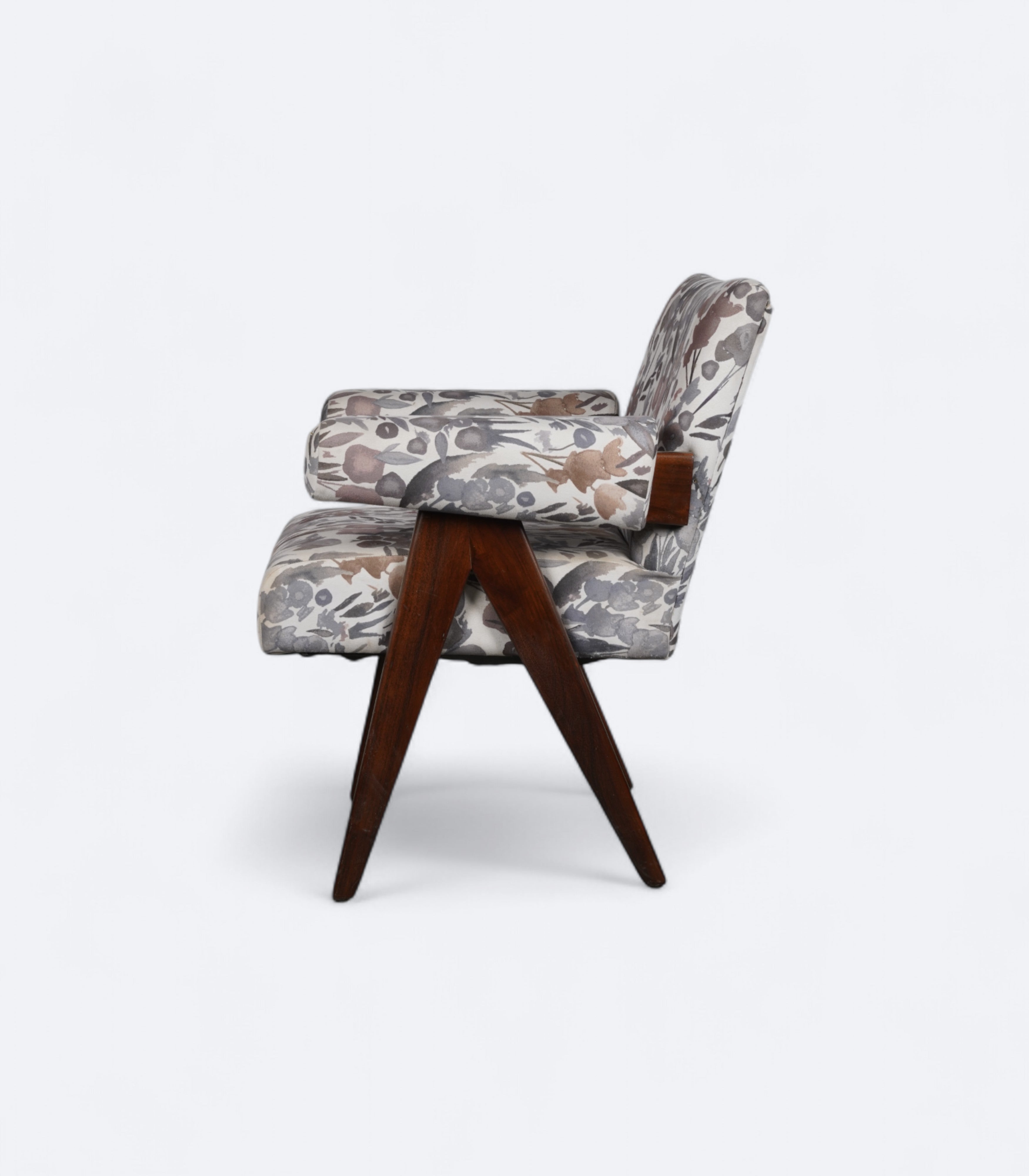Mid-Century Armchair with Velvet Upholstery