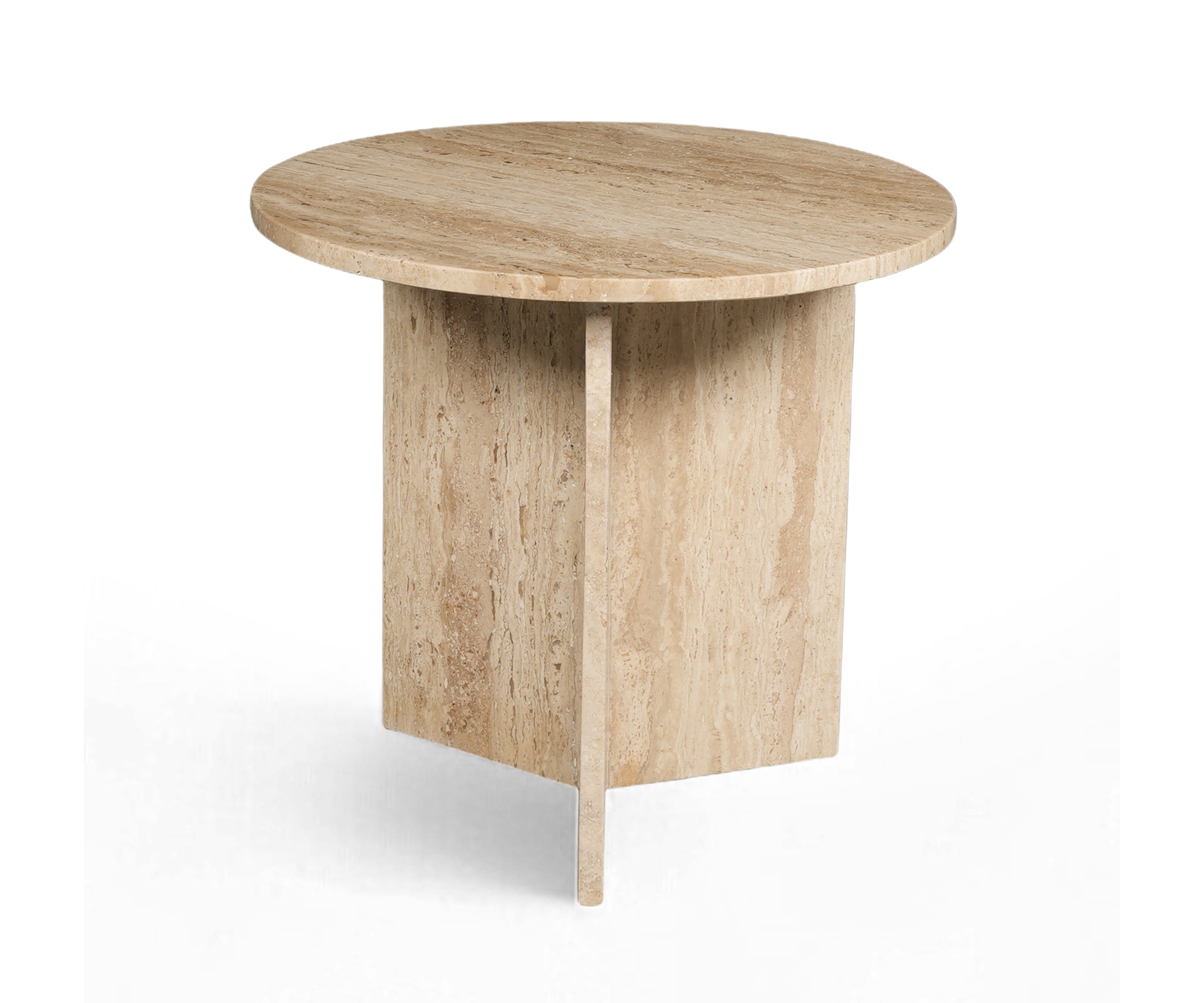 Modern Travertine Cross-Legged Side Table