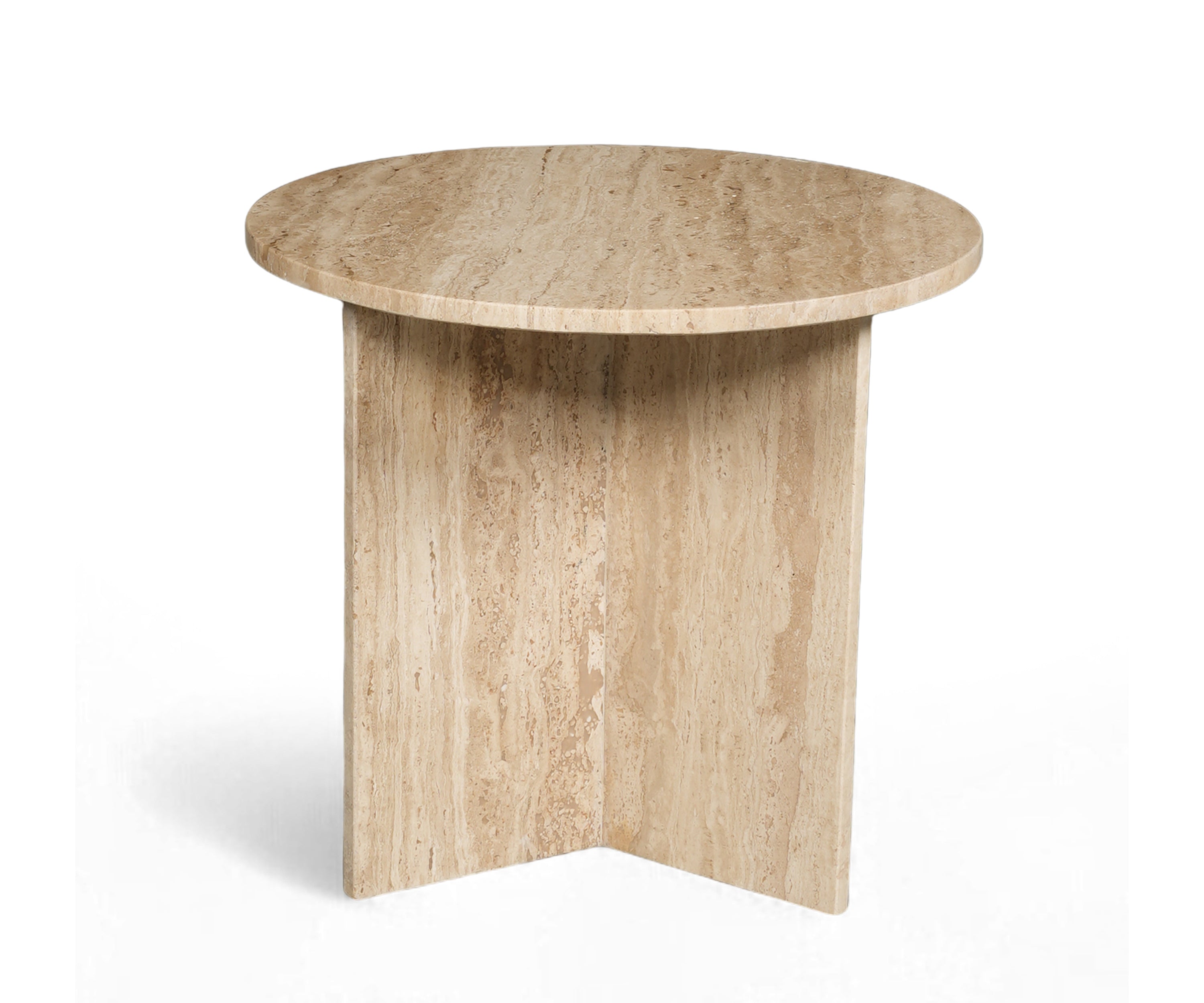 Modern Travertine Cross-Legged Side Table