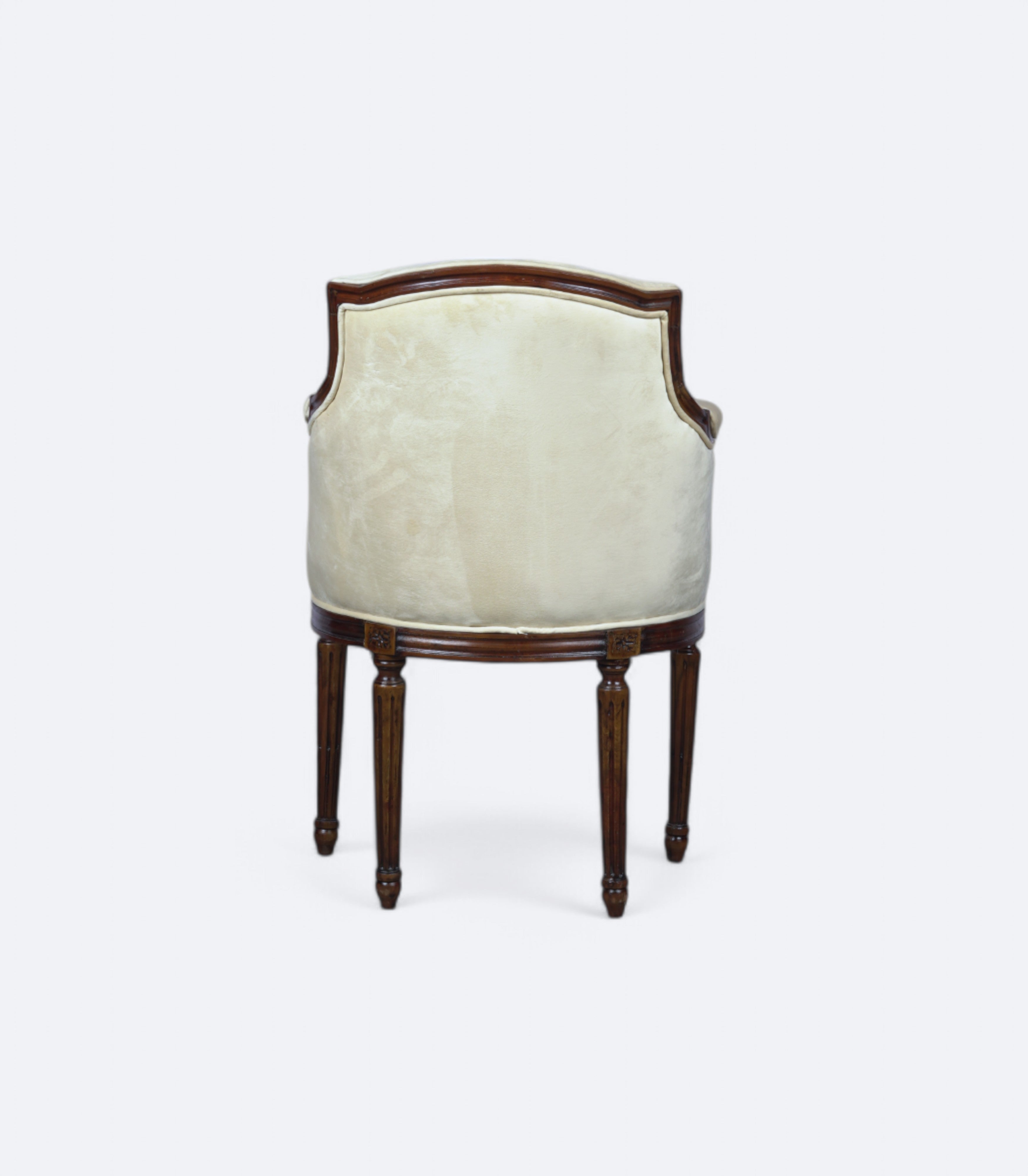 Carved Wooden Armchair with Velvet Upholstery