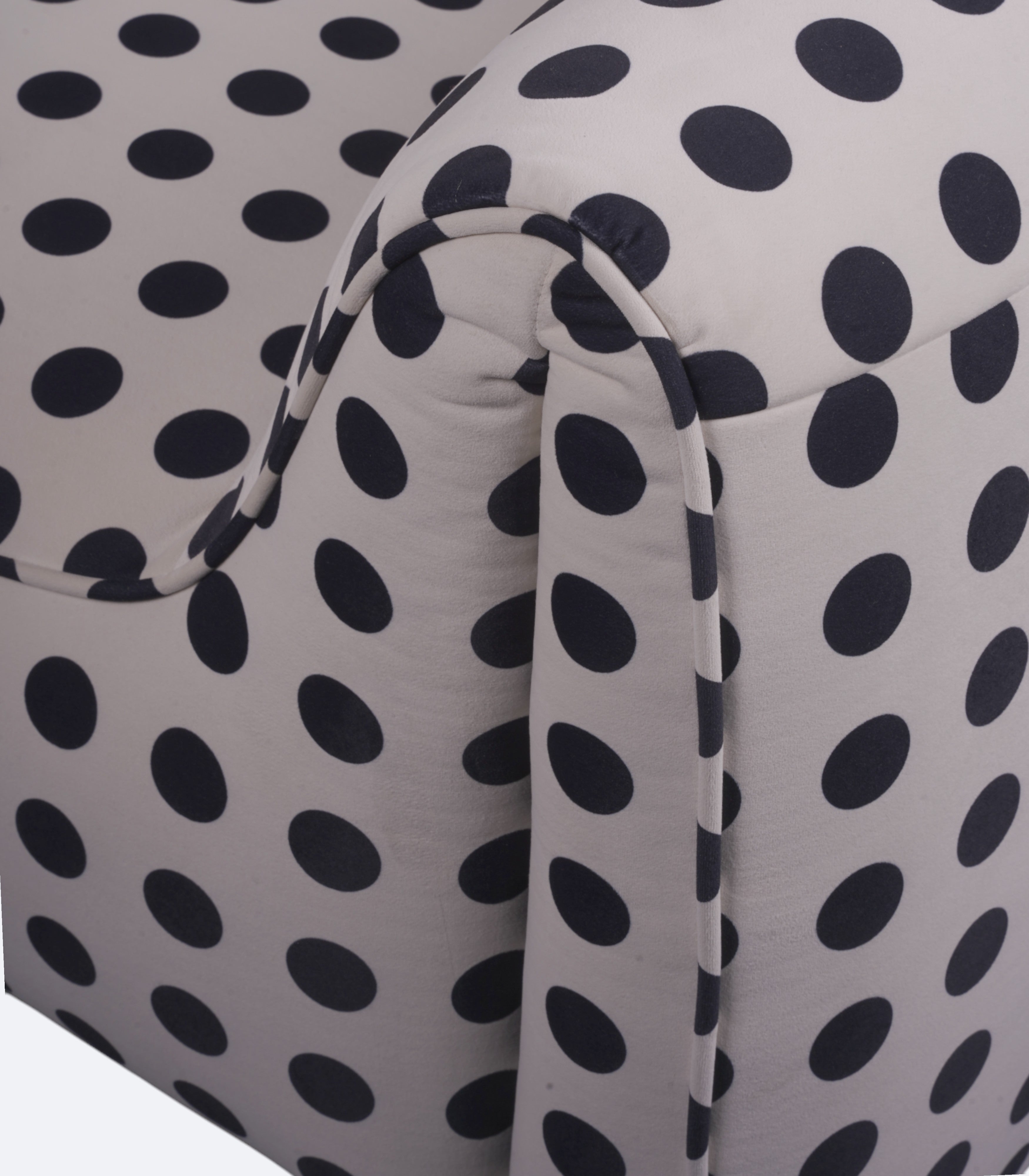 Contoured Armchair in Monochrome Polka Dot Print