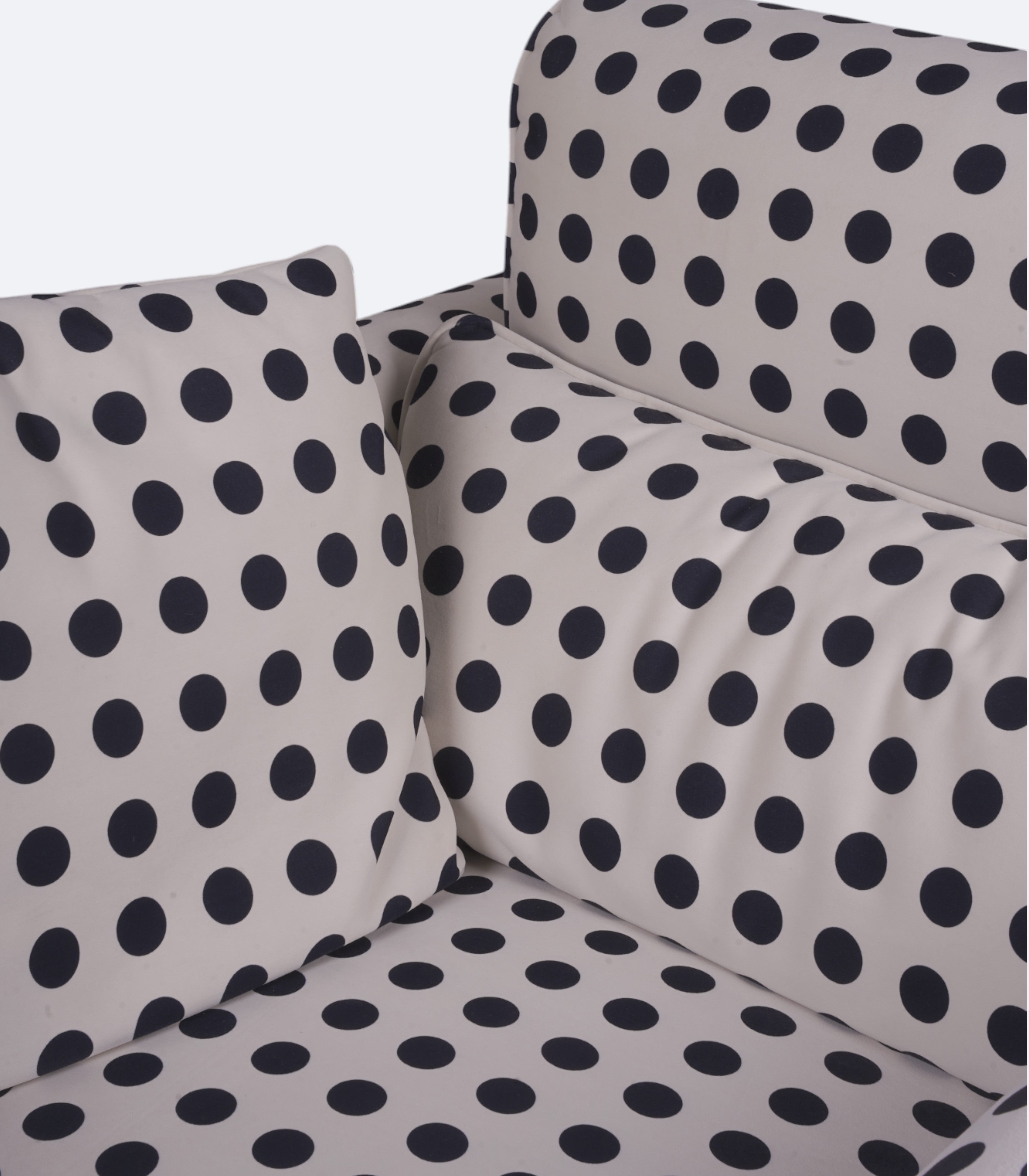 Contoured Armchair in Monochrome Polka Dot Print