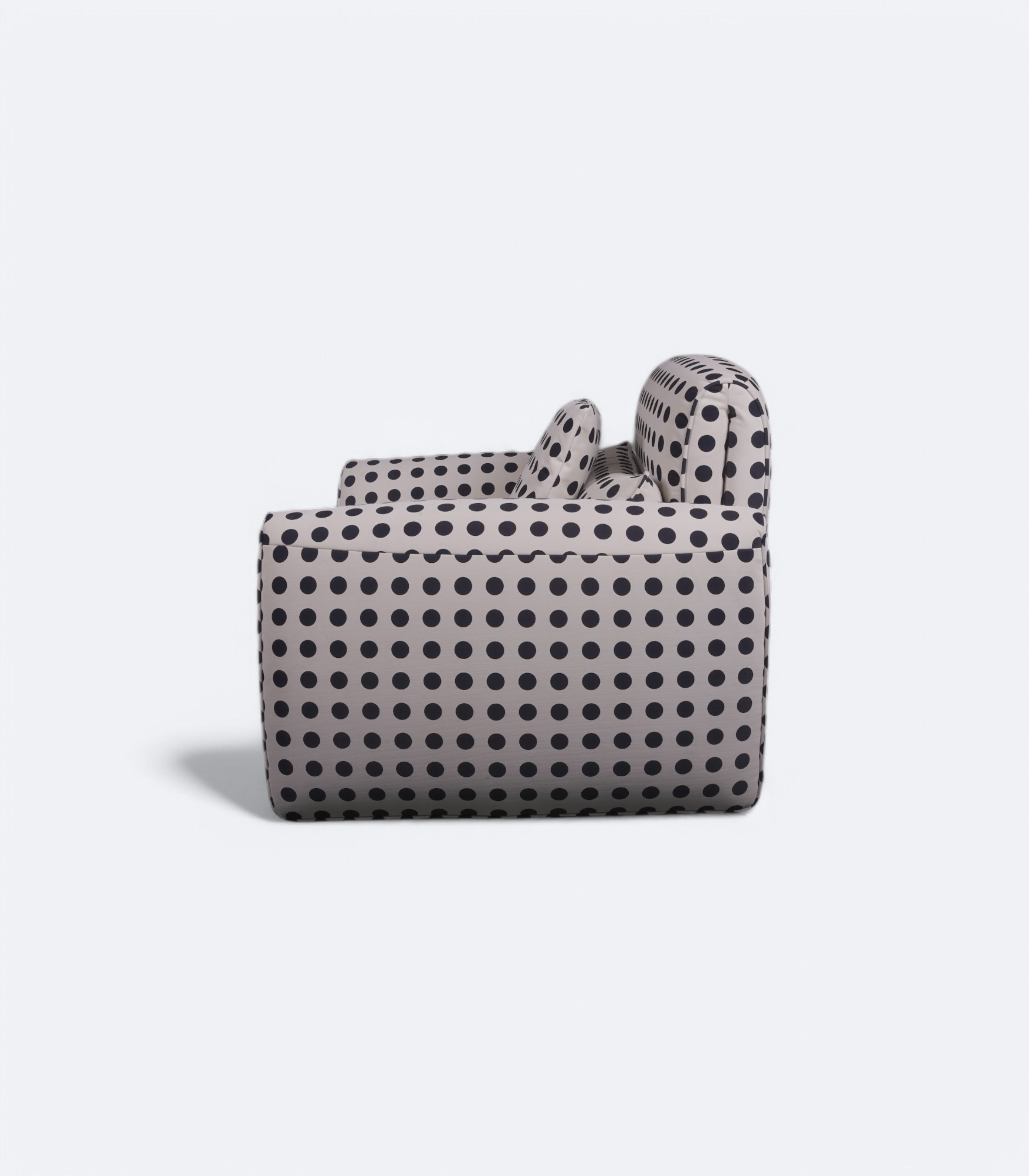 Contoured Armchair in Monochrome Polka Dot Print