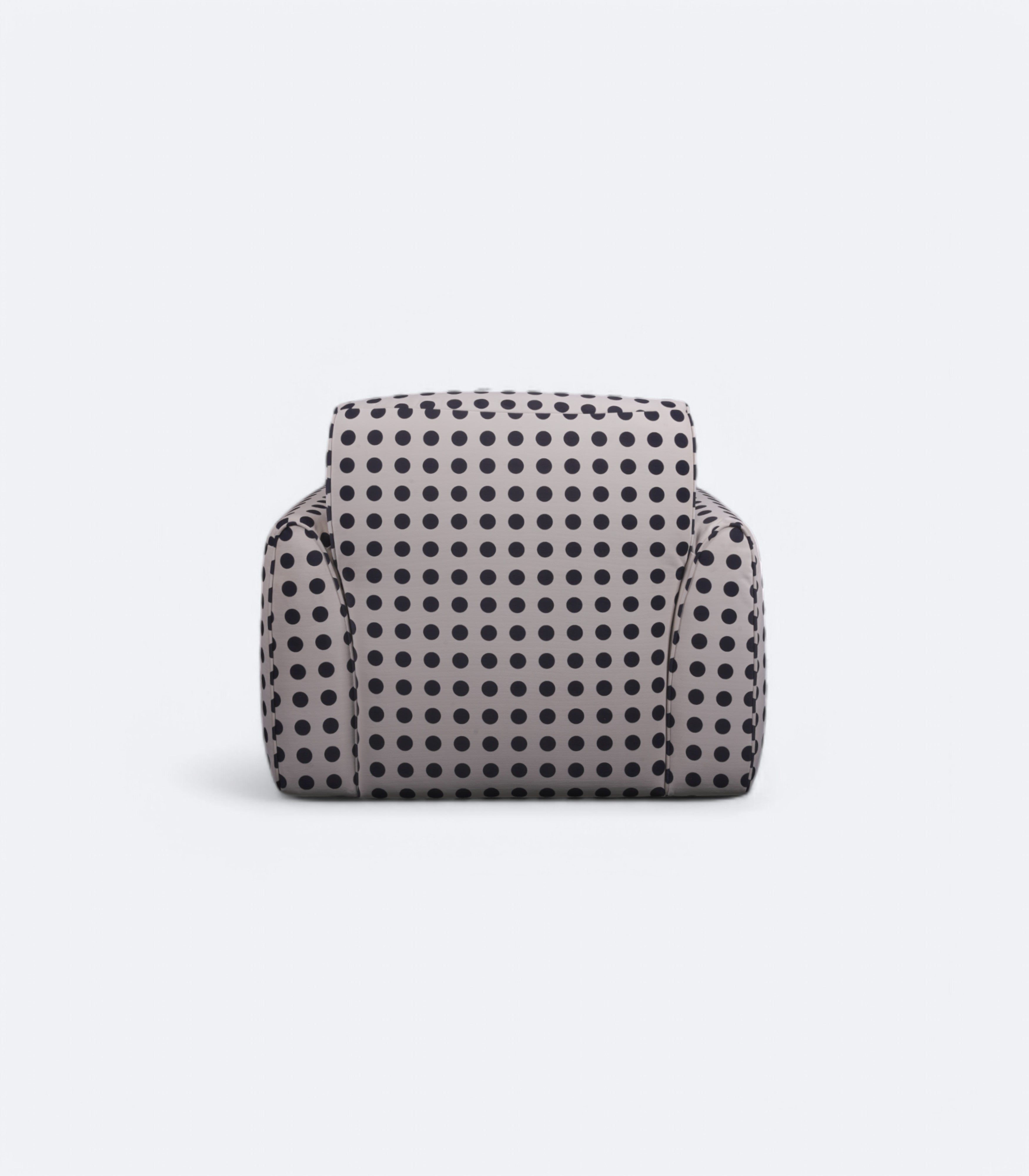 Contoured Armchair in Monochrome Polka Dot Print