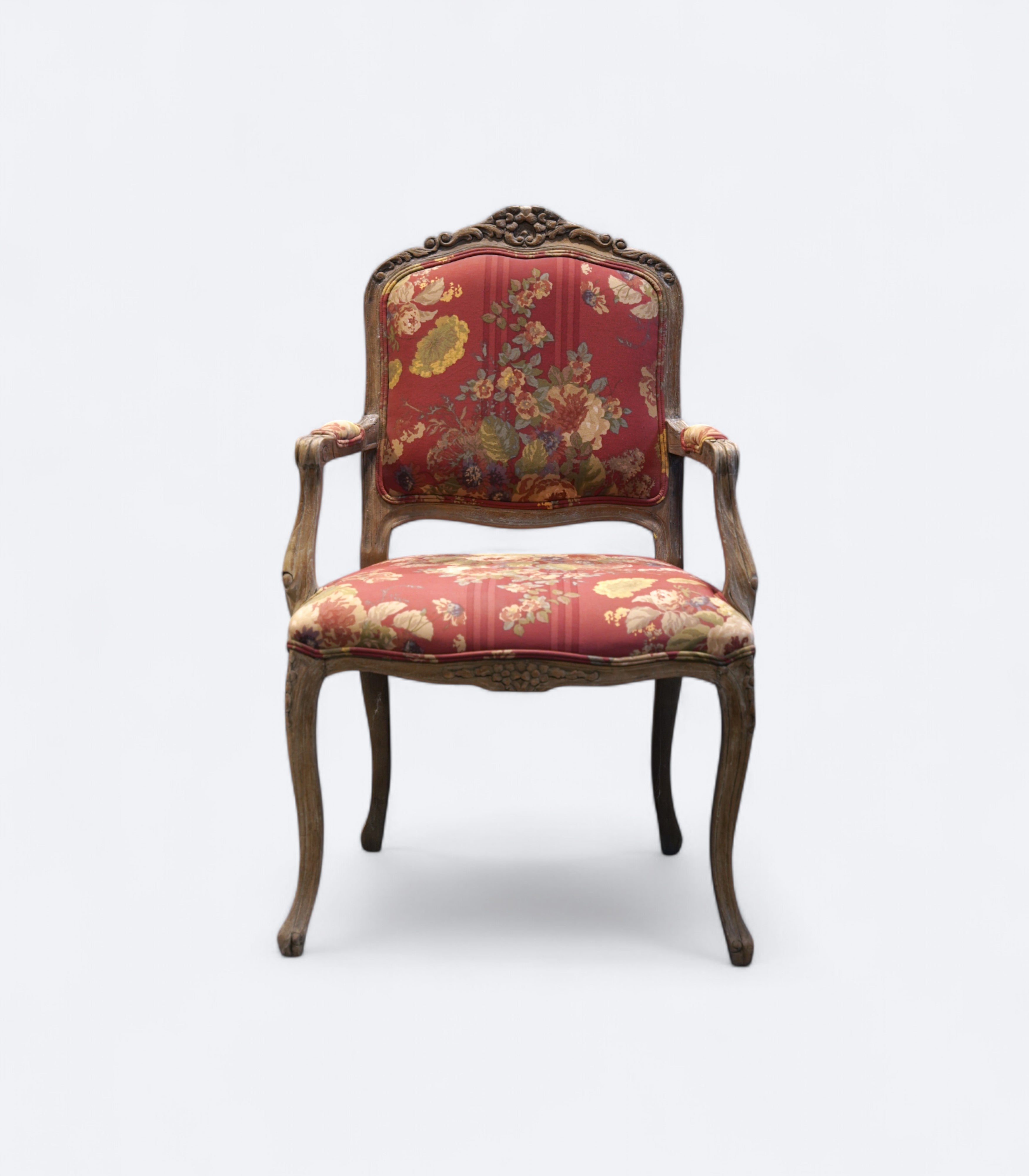 French Revival Armchair in Teak Finish