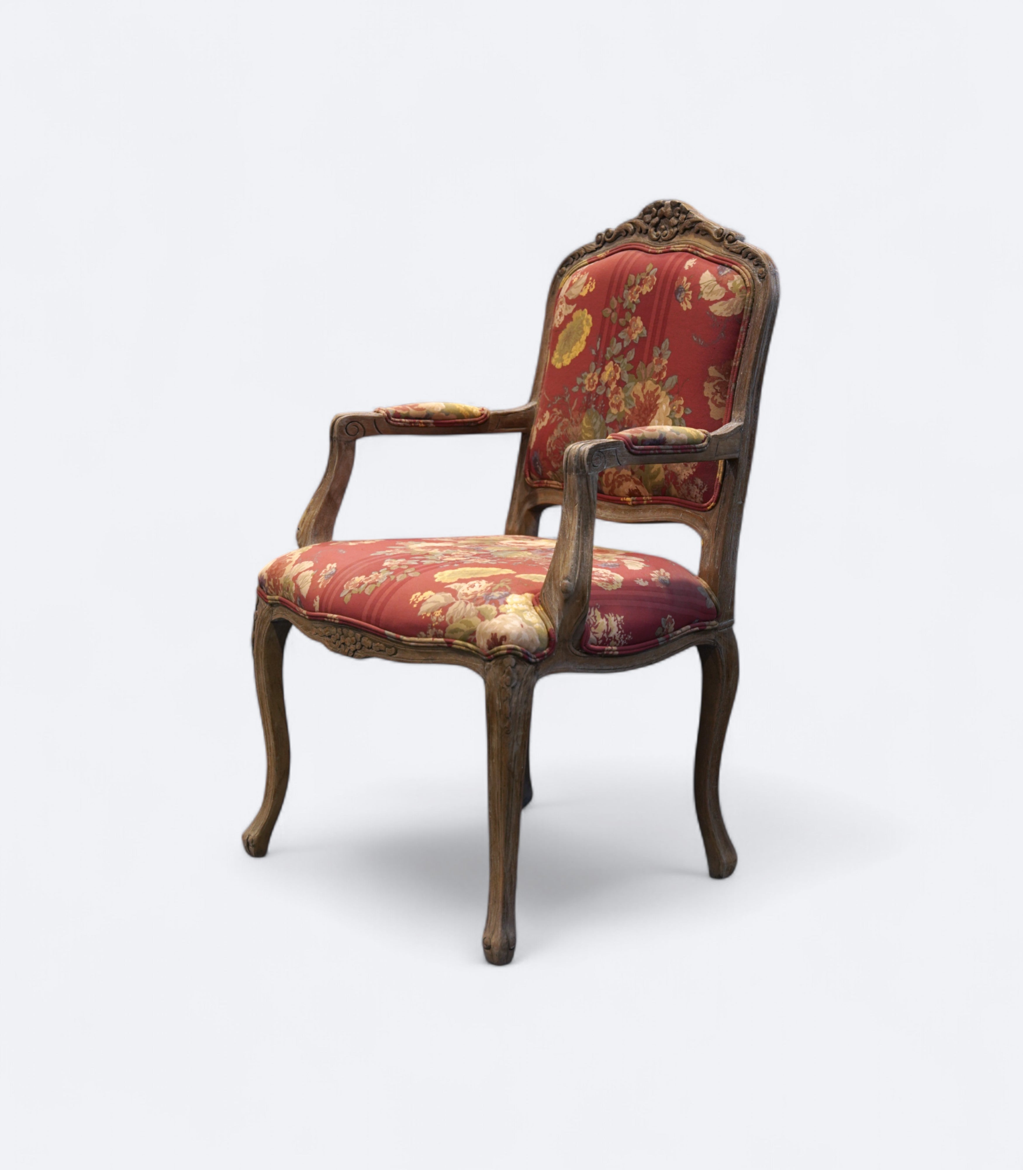 French Revival Armchair in Teak Finish