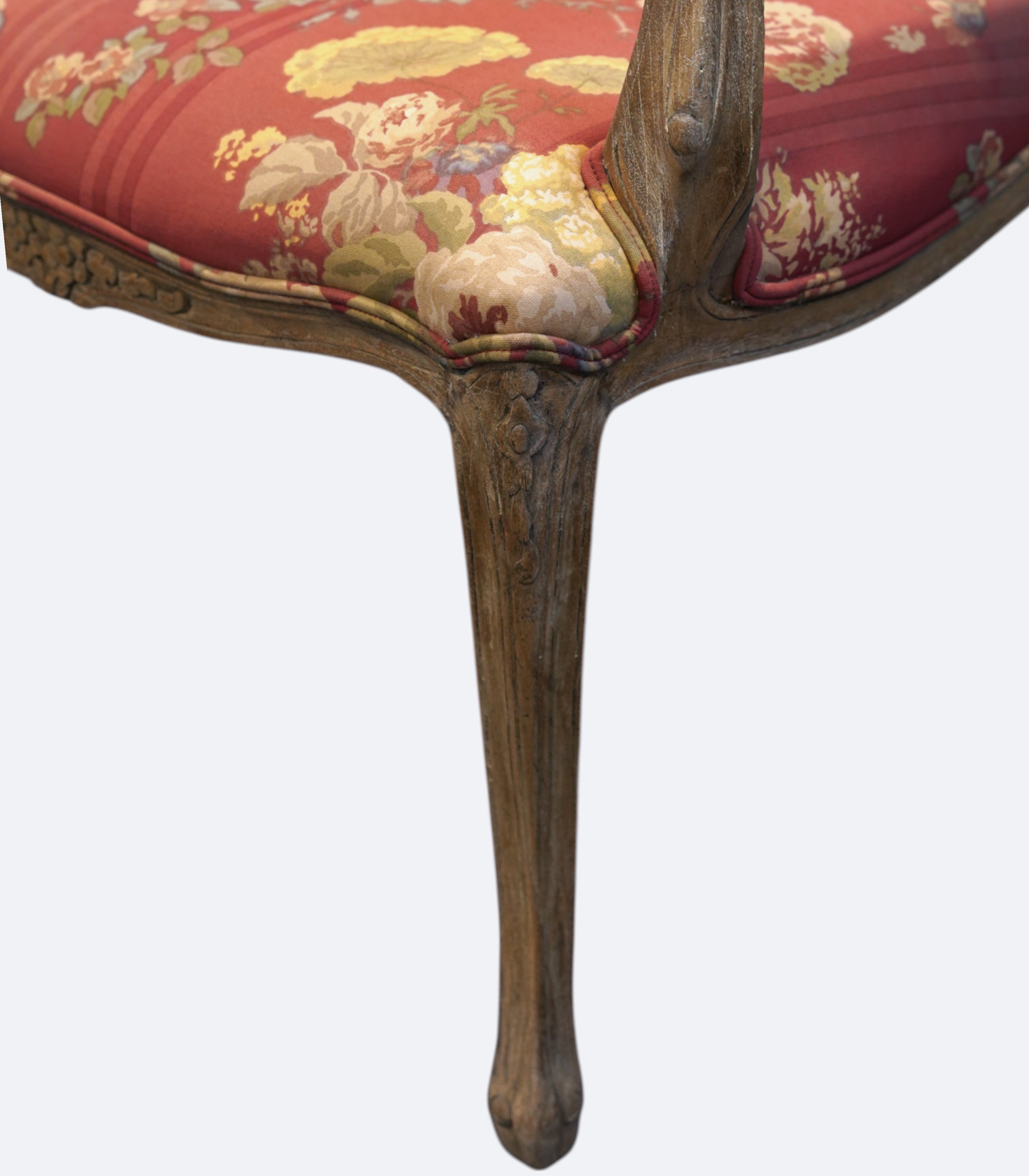 French Revival Armchair in Teak Finish